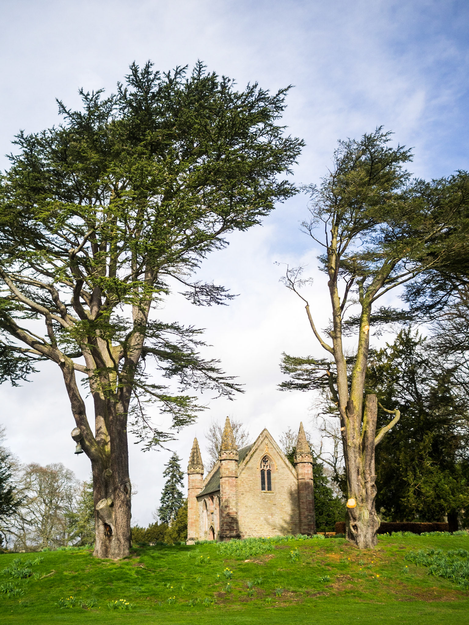 Moot Hill chapel in Scone Palace grounds