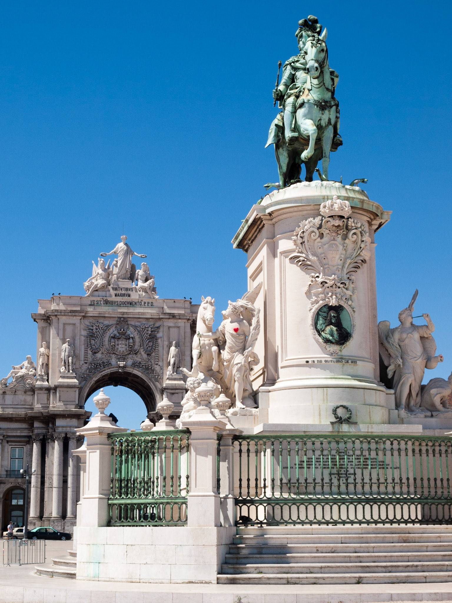 D. Jose I equestrian statue in Comercio Square in downtown Lisbon