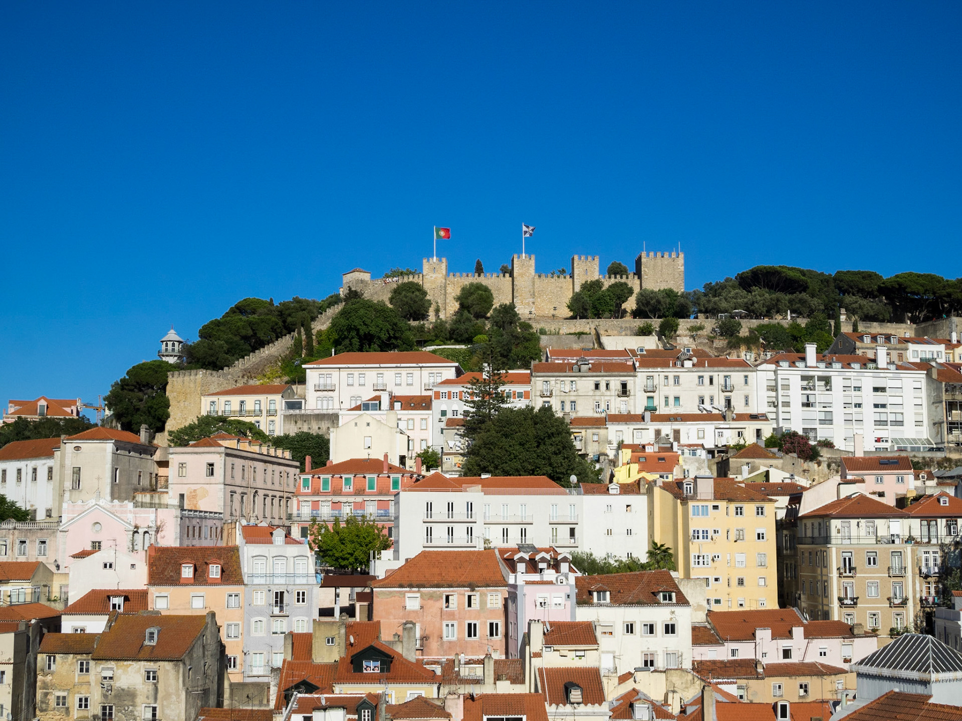 Lisbon Castle Hill with hold housing