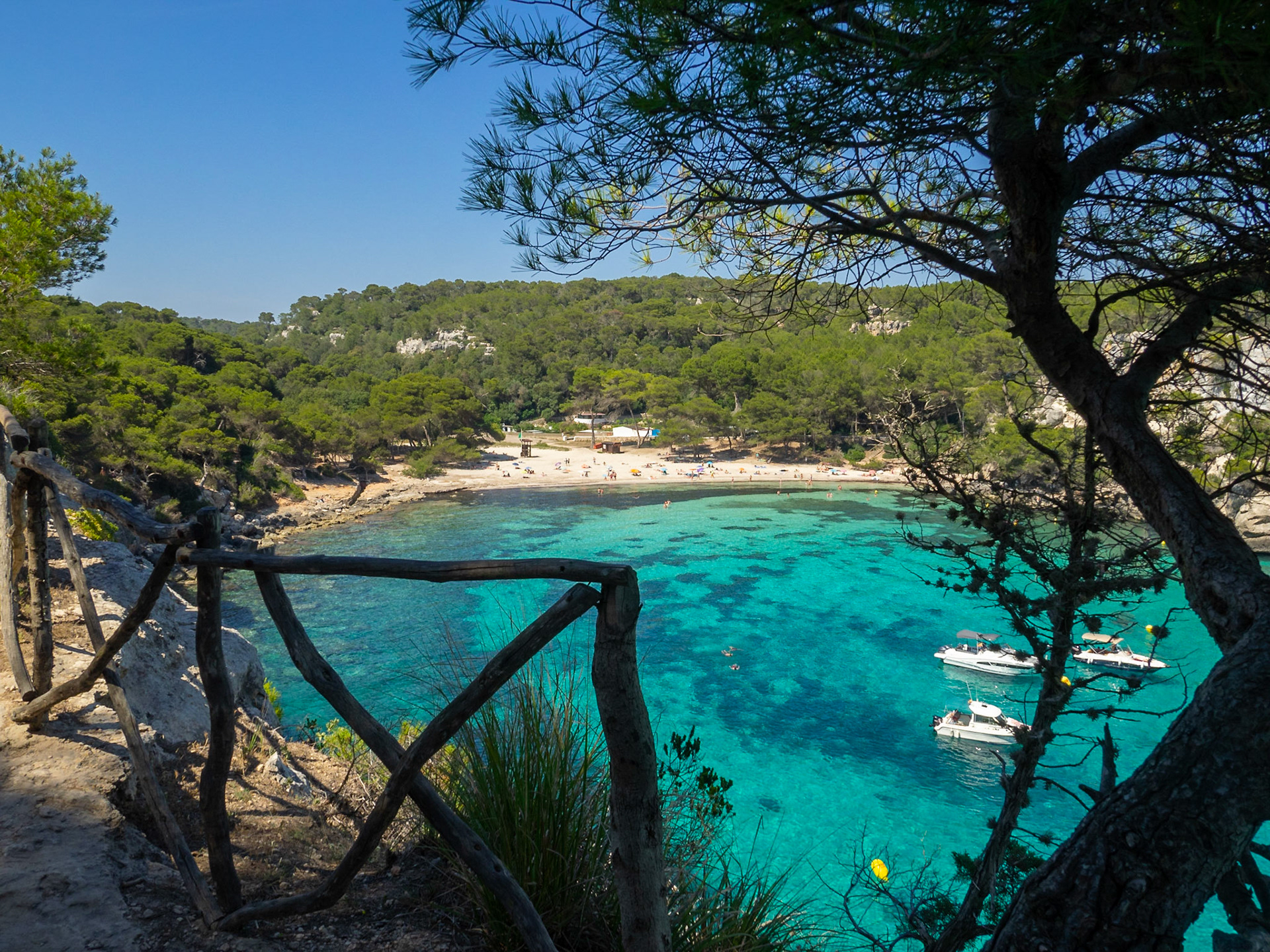 General view of Cala Macarella, Menorca