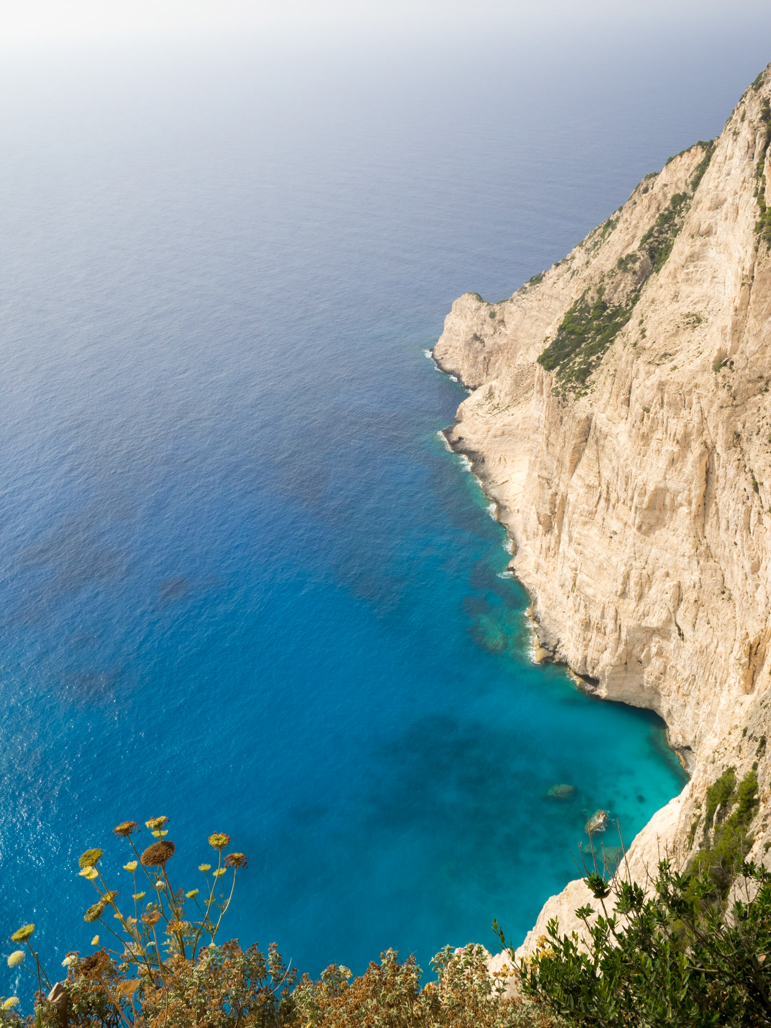Zakynthos white cliffs and turquoise sea