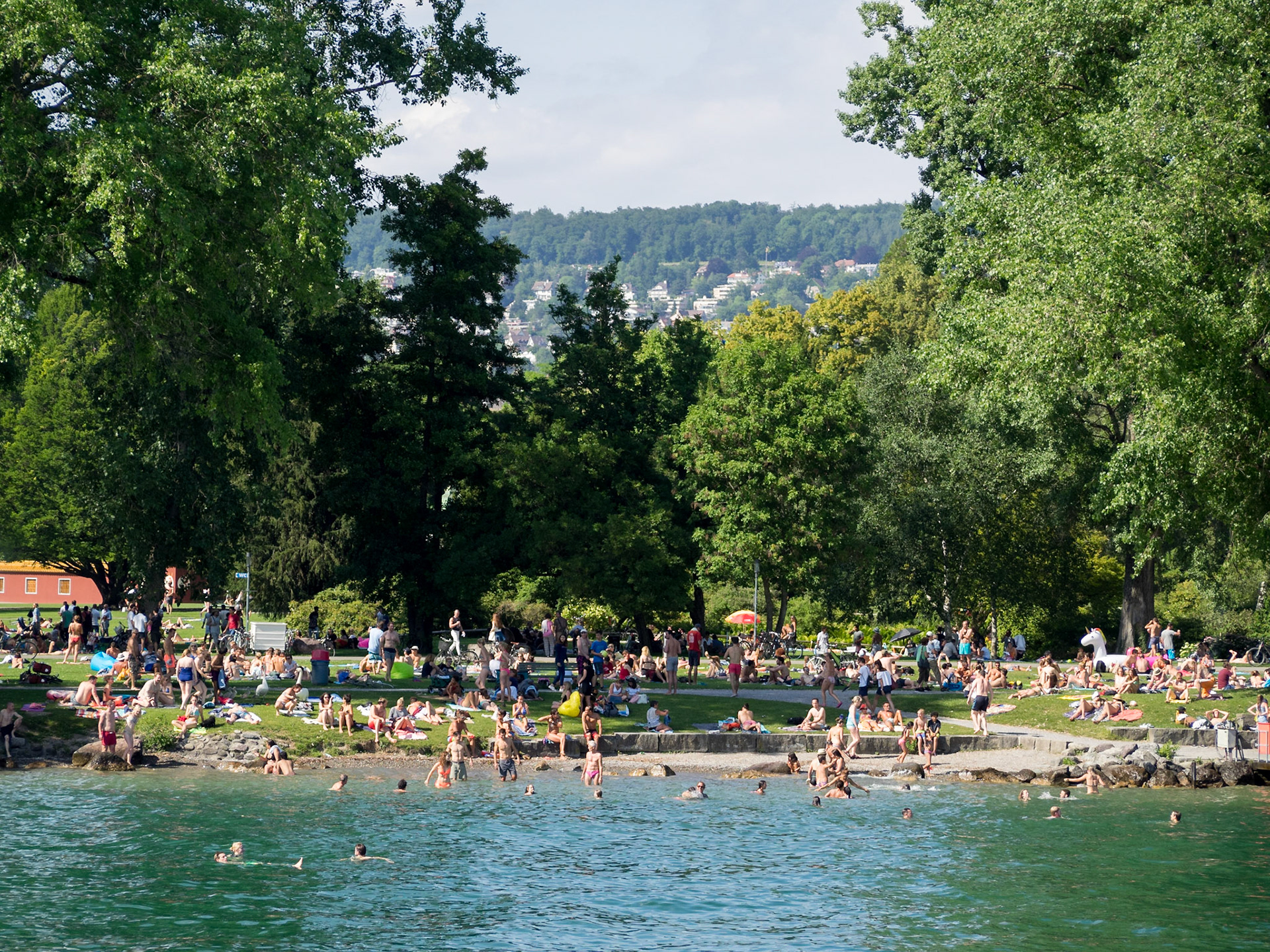Sunbathing by Lake Zurich