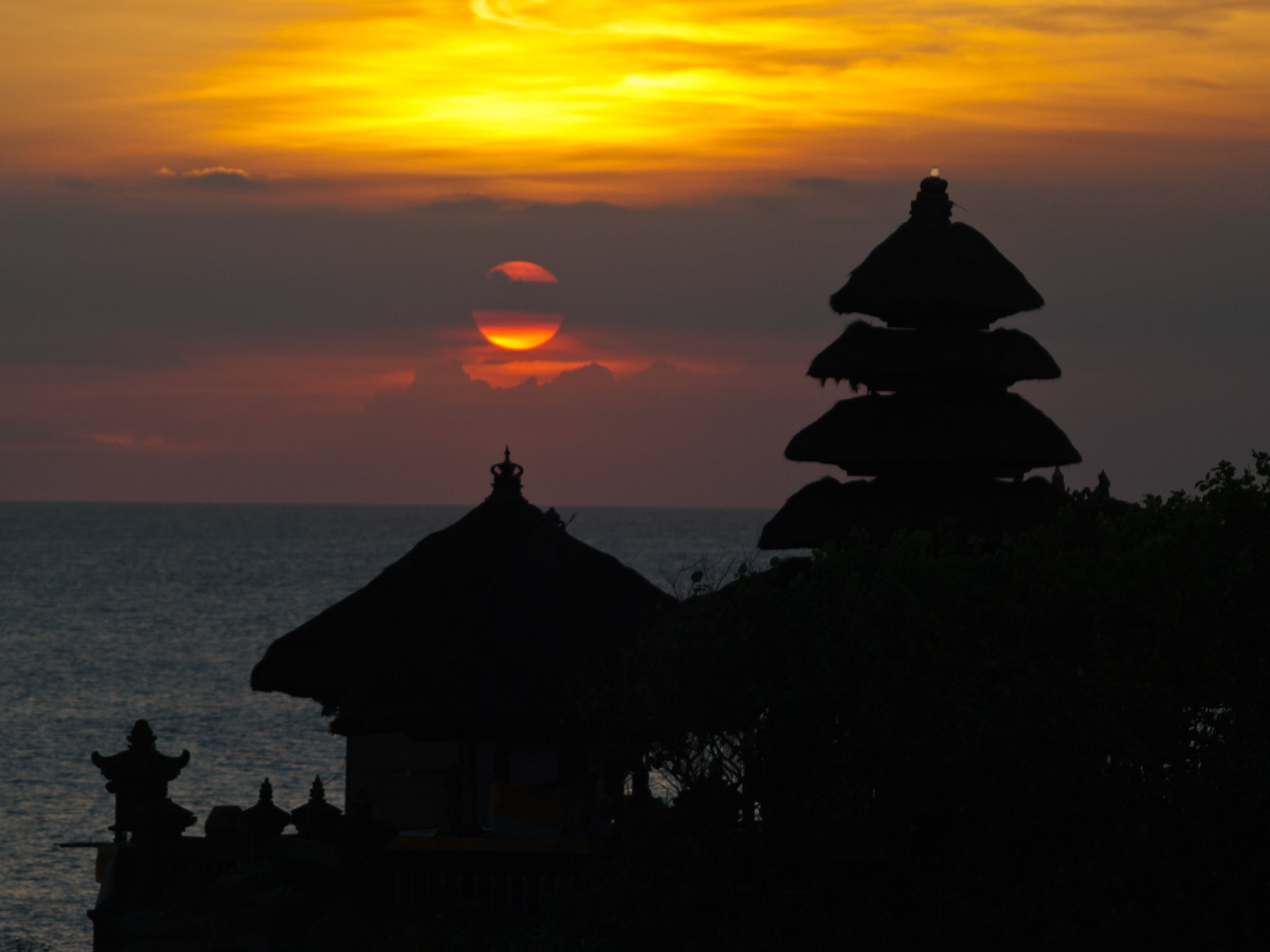 Tanah Lot temple silhouette at sunset