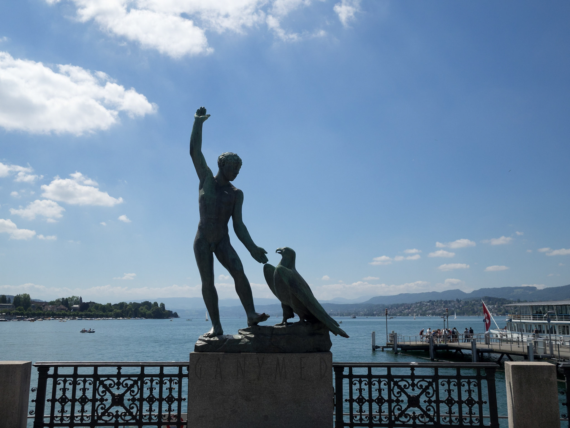 Ganymed statue by Lake Zurich