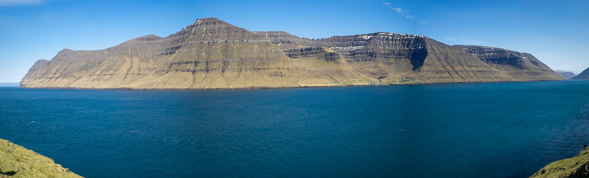 Kunoy island panorama across Kalsoyarfjørður fjord from Kalsoy