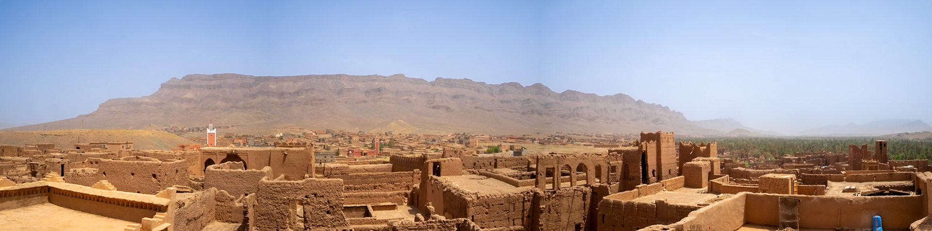 Caids Kasbah panorama over the rooftop terraces, Morcocco
