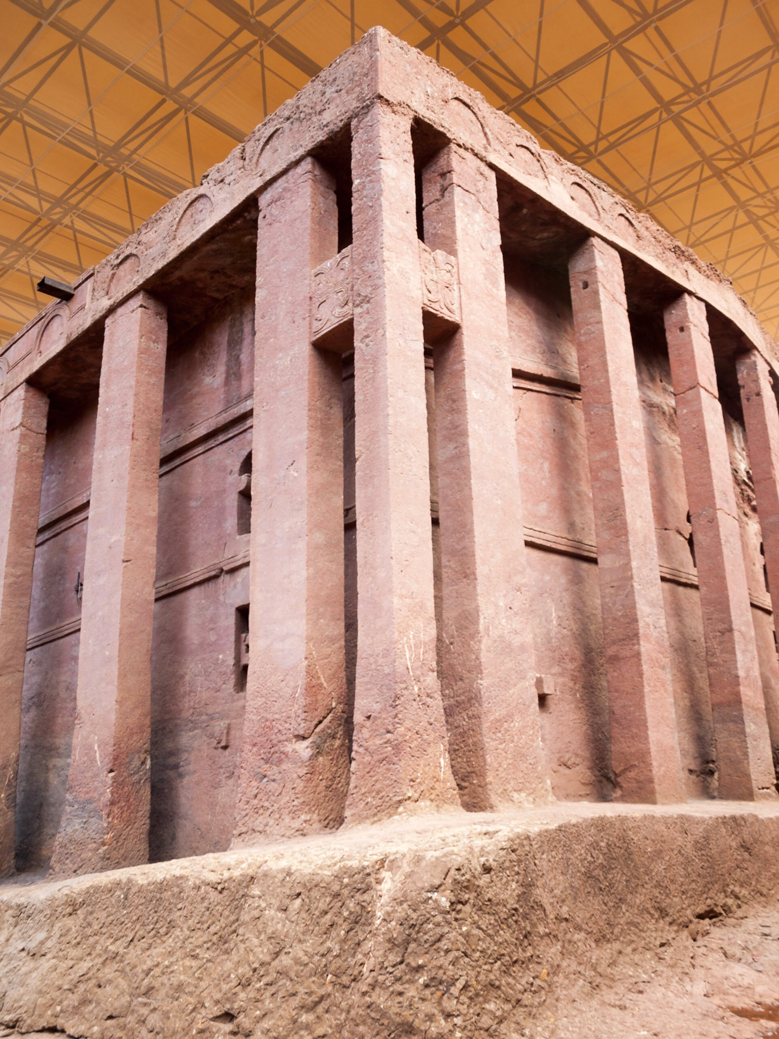 Bet Medhane Alem church in Lalibela - outside columns