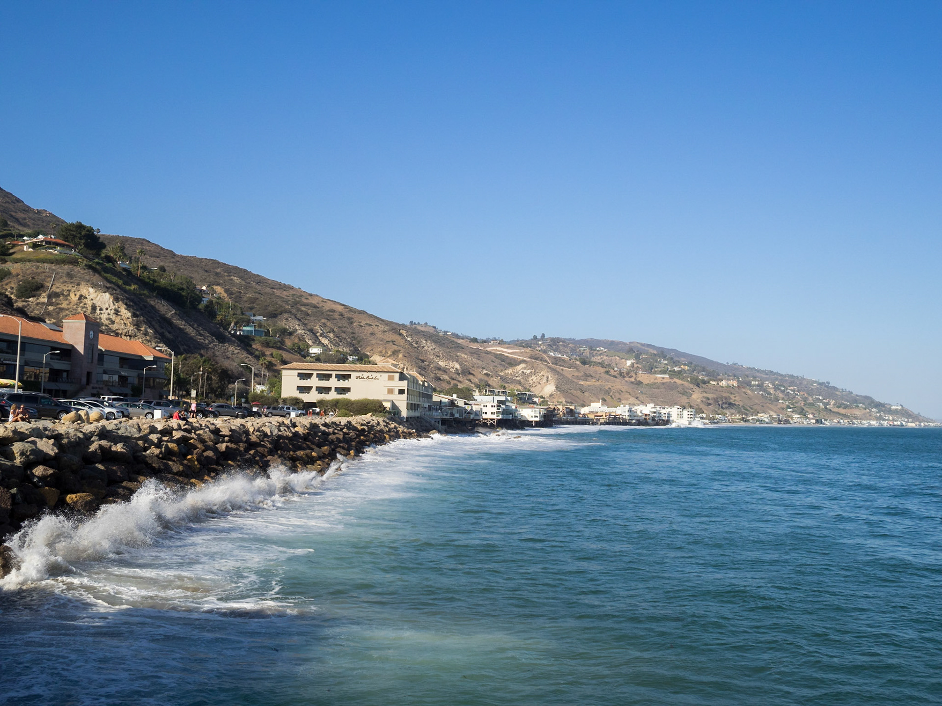 Houses along Malibu coastline