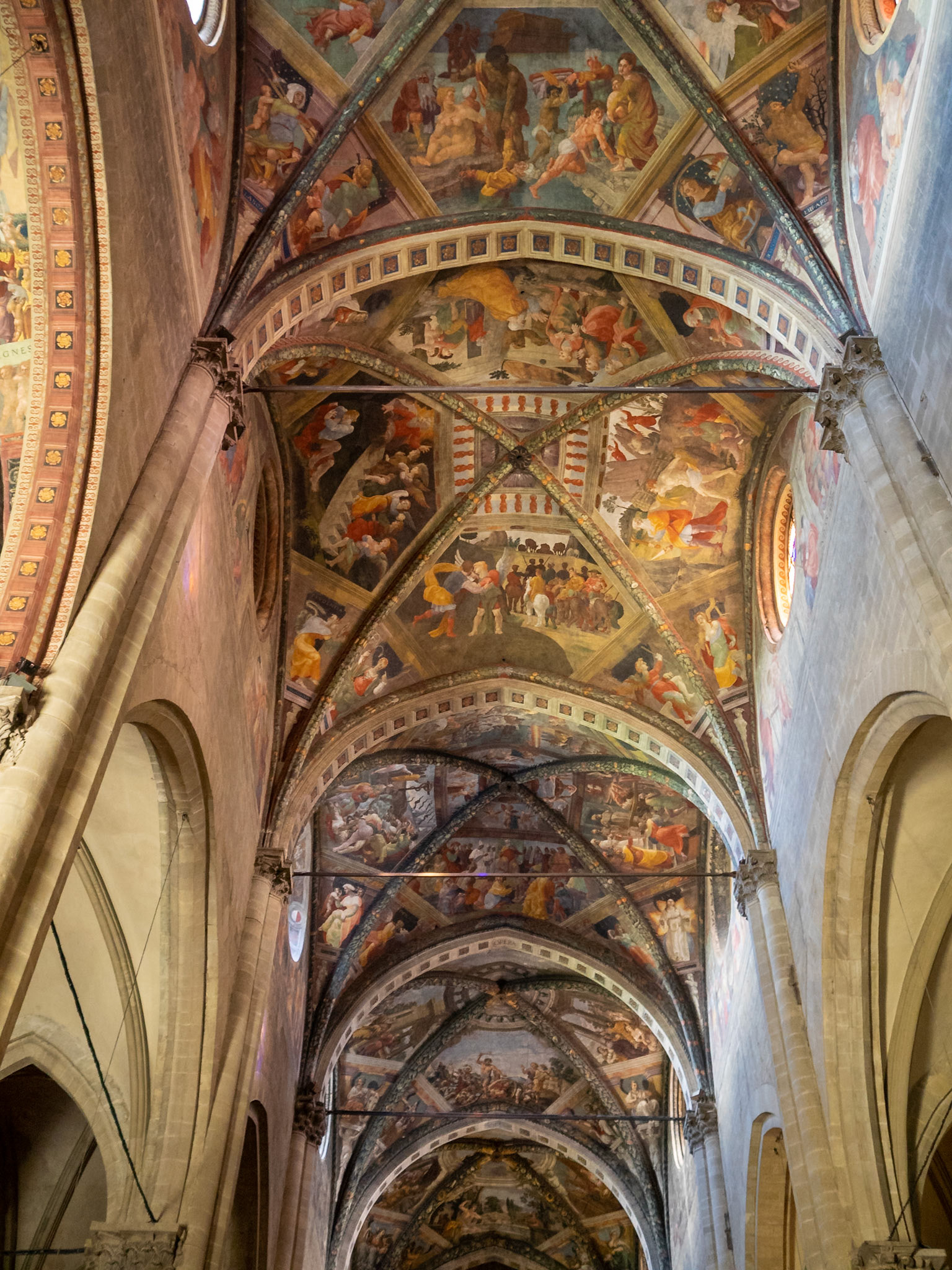 Groin vault ceiling covered with frescos of Arezzo Cathedral