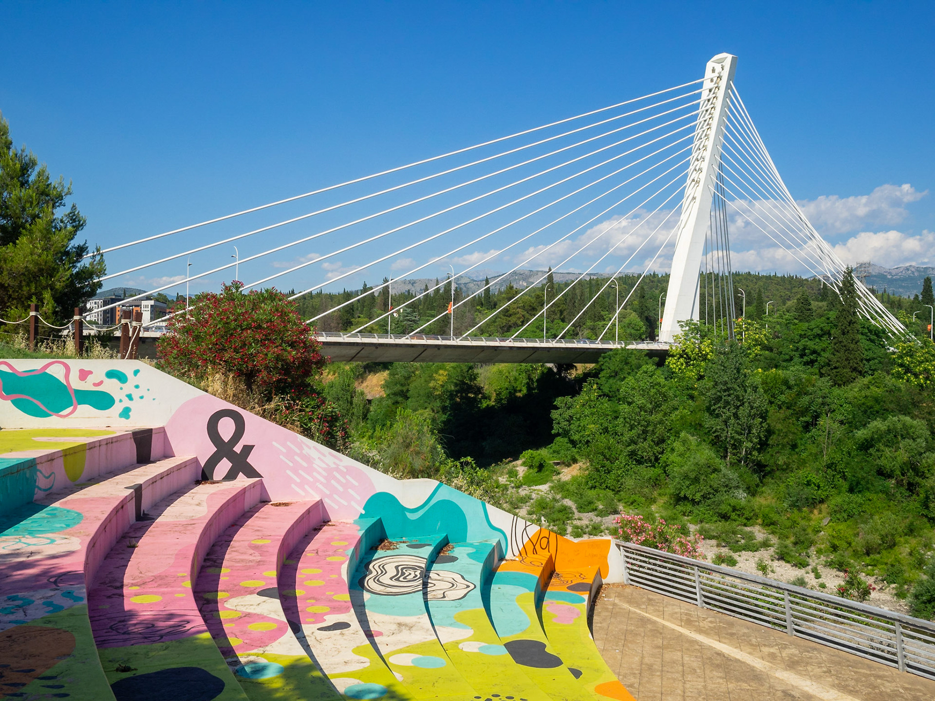 Millennium Bridge over Moraca River in Podgorica