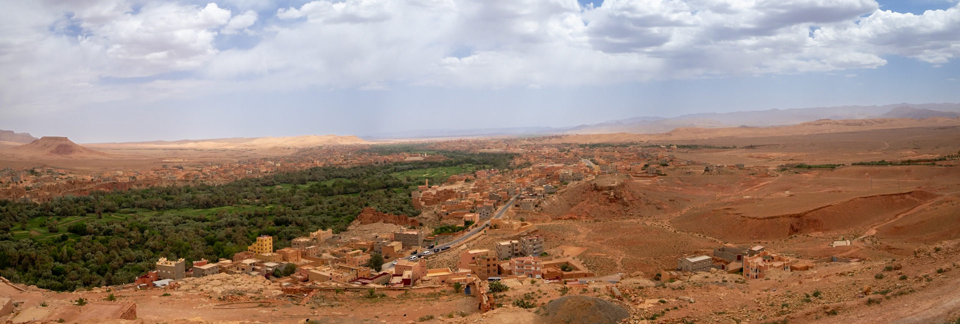 The ochre landscape by the Todgha River passing  Tinghir, Morocco