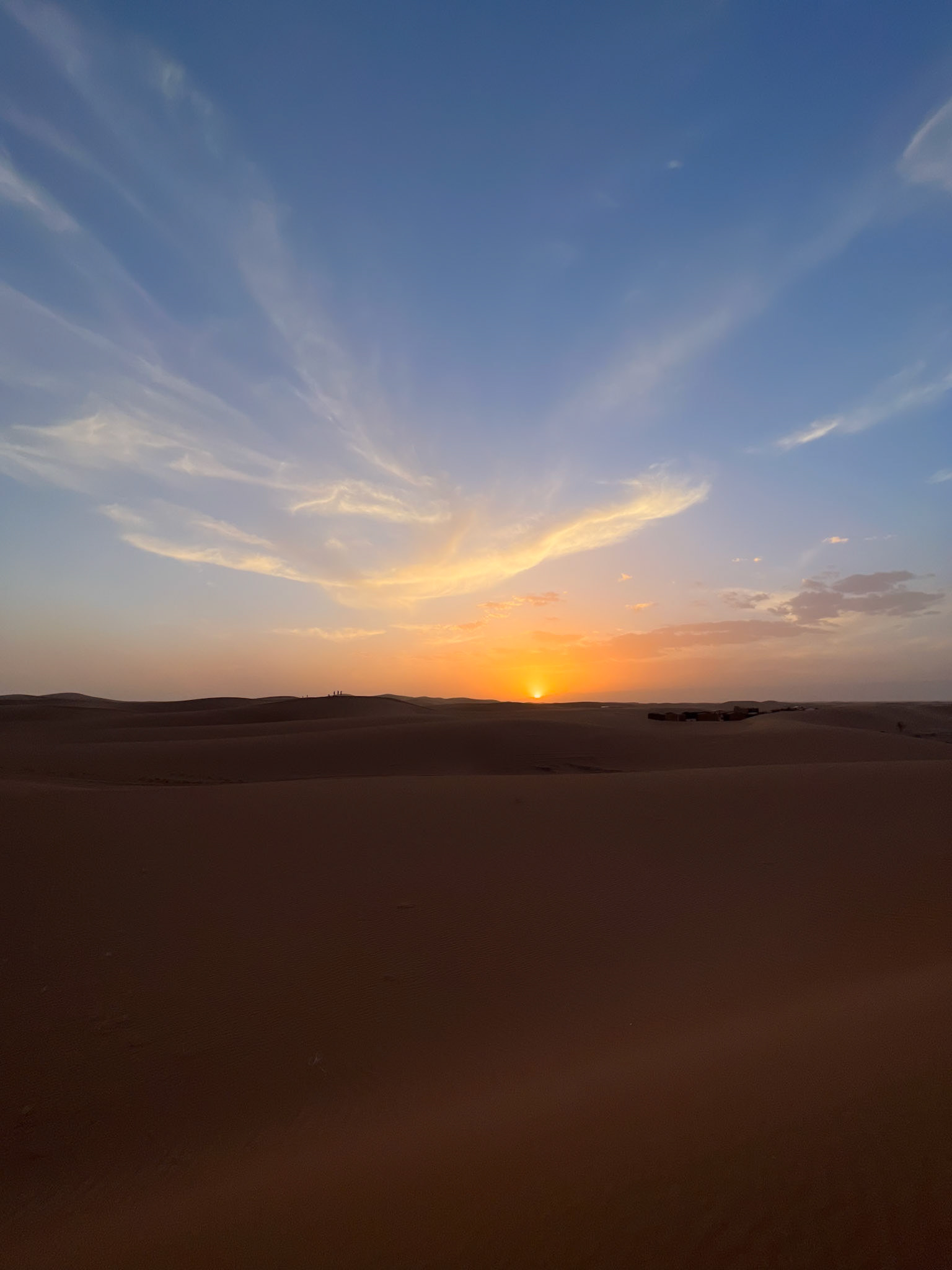 Sunrise over the Erg Chegaga sand dunes, Morocco