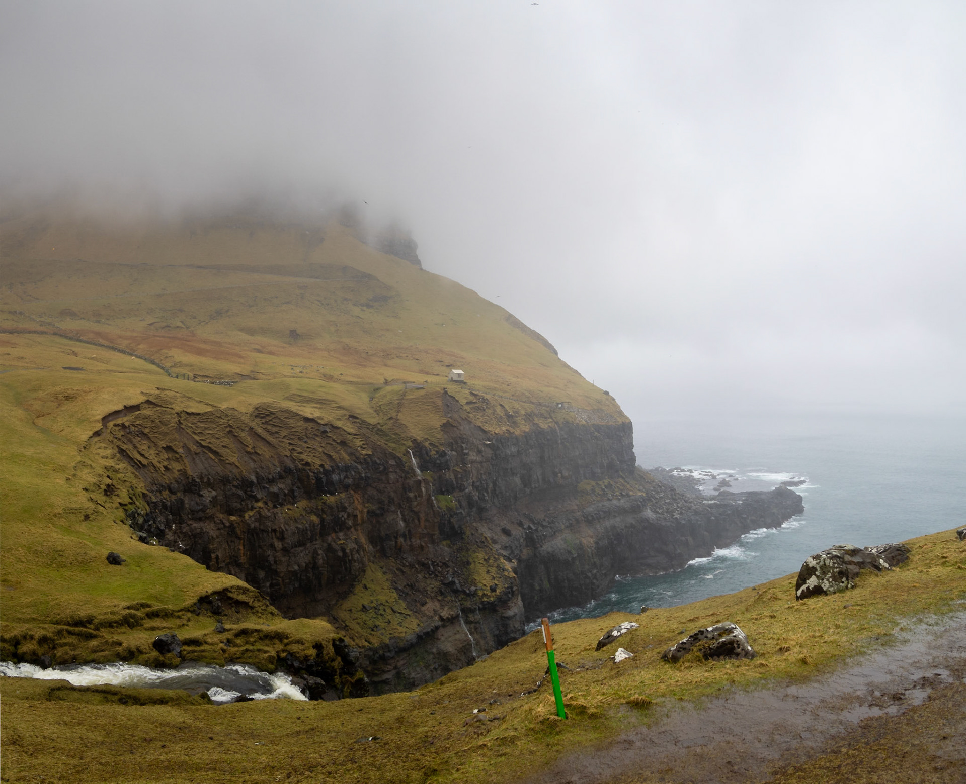 Múlafossur waterfall from the top