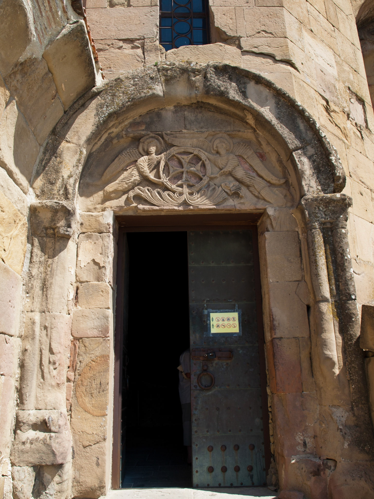 Door with angels and cross in Jvari church near Mtskheta