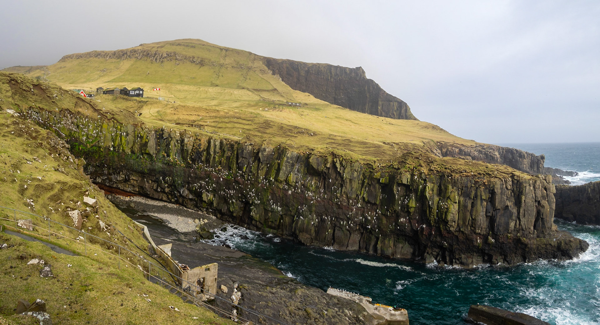 Mykines port by the cliffs