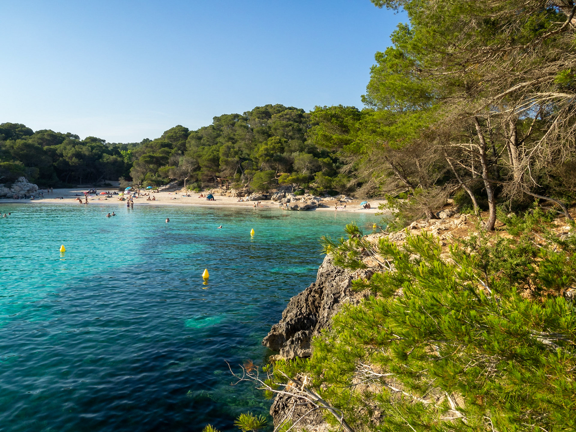 Cala Turqueta seen from the cliffs, Menorca