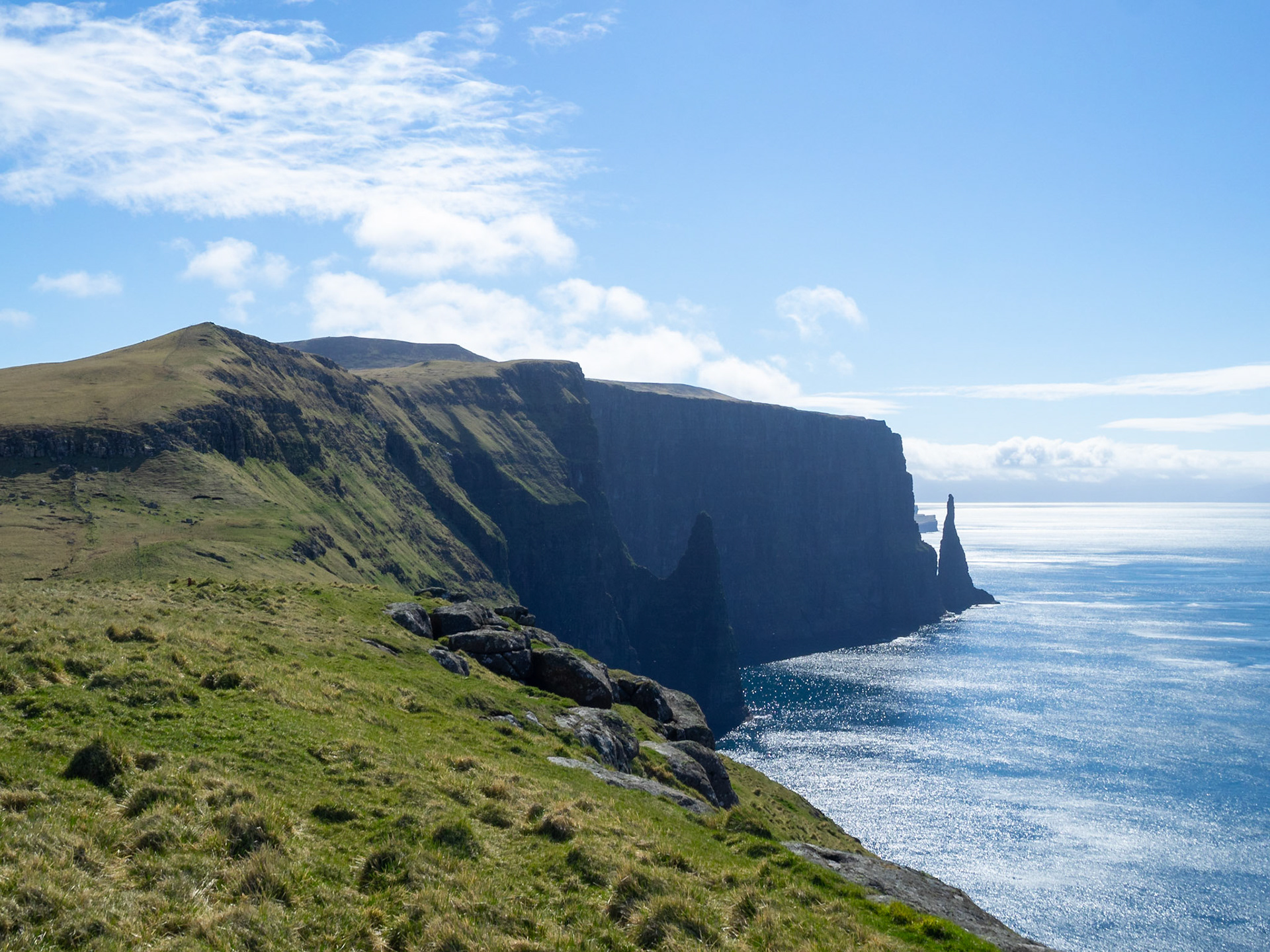 Northwest Sandoy sea stacks silhouettes