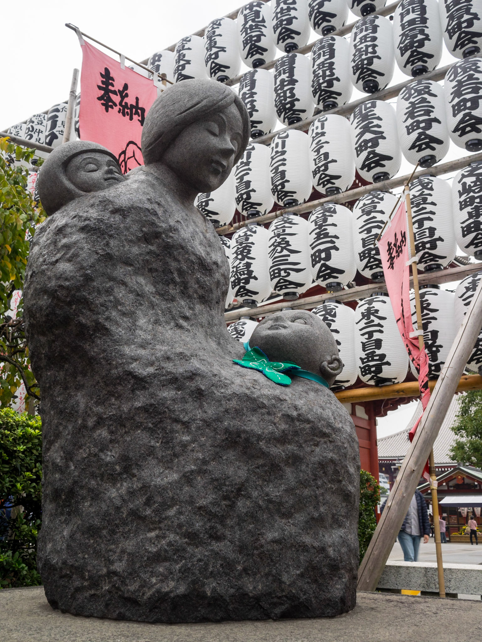 Statues to the mother at Senso-ji temple
