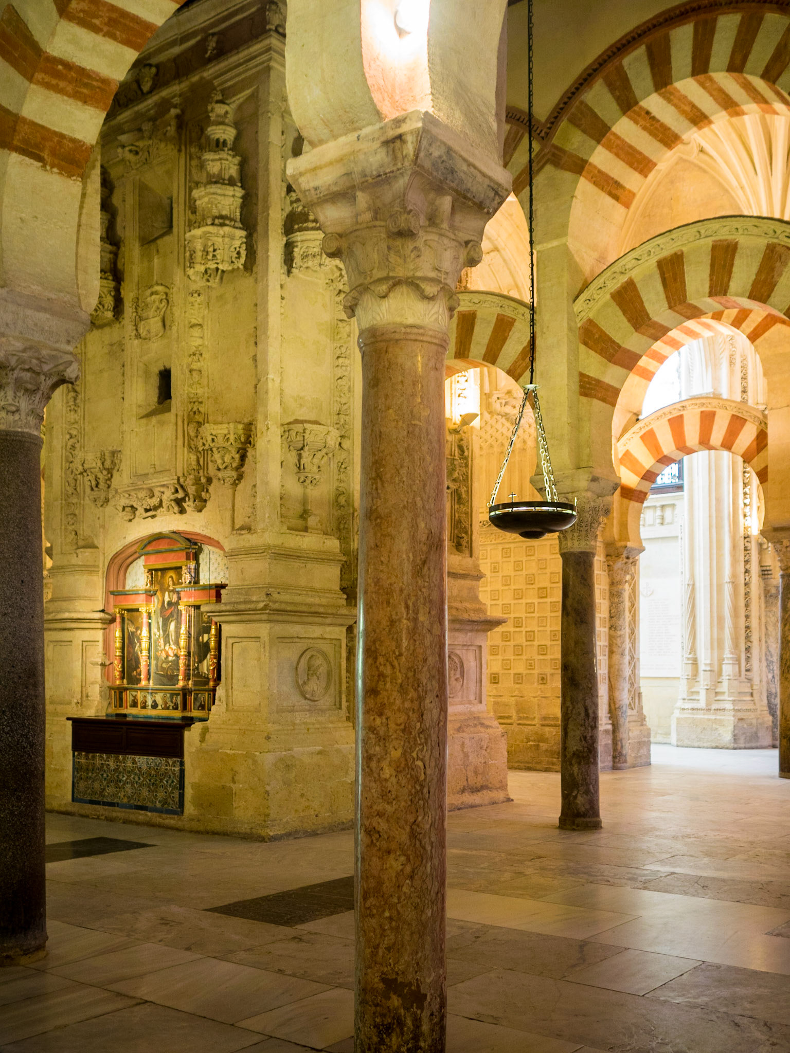 Altar and columns inside Mezquita-Catedral