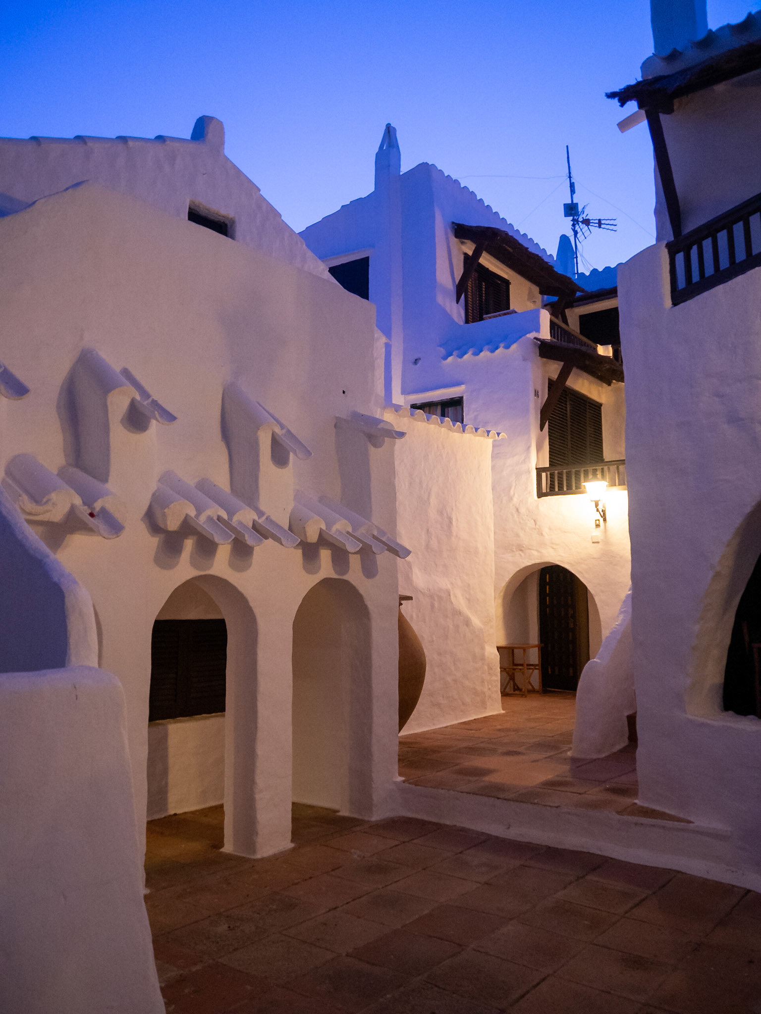 Binibeca square at dusk, Menorca