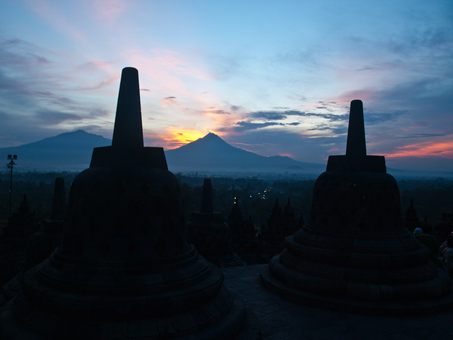Sunrise at Borobudur temple