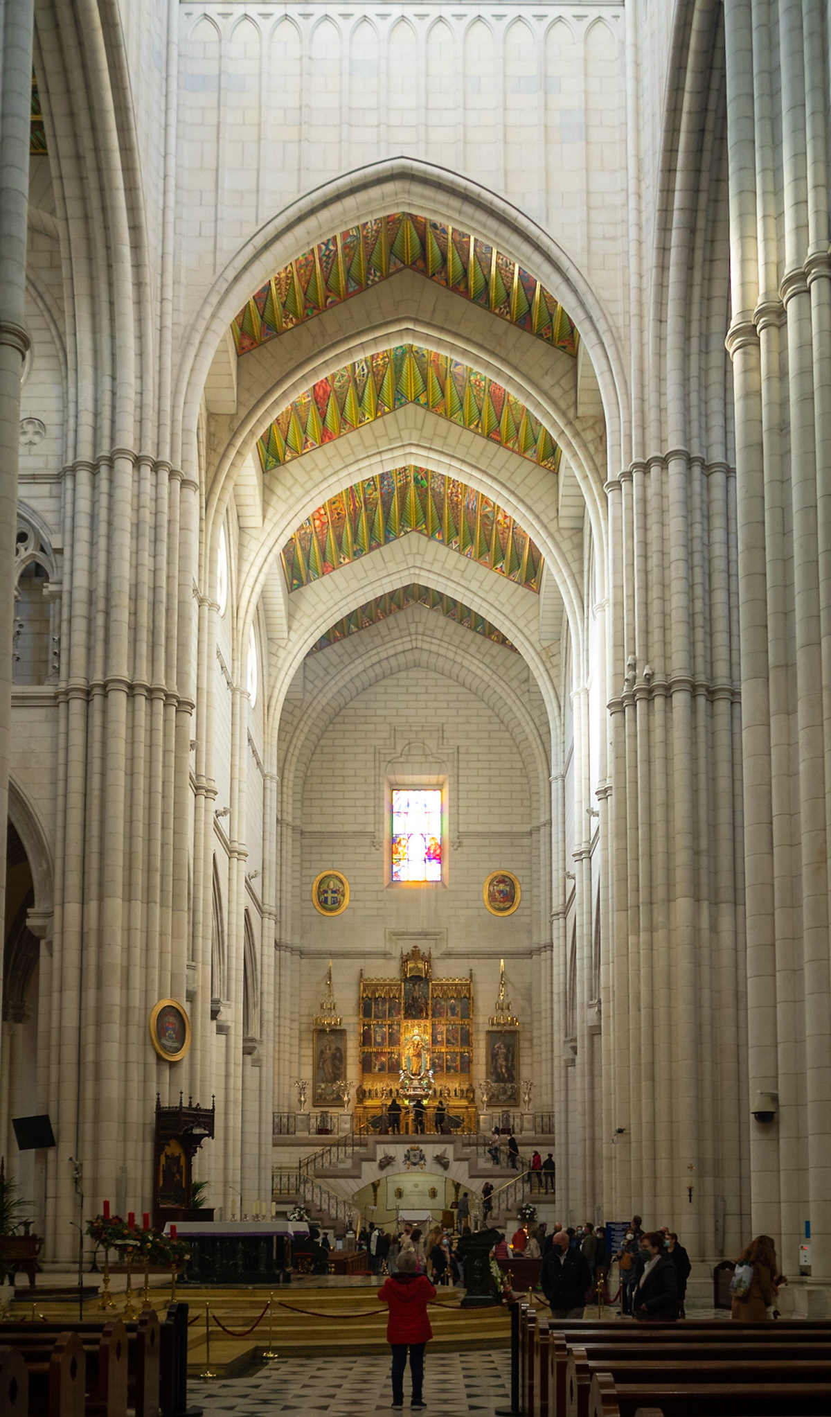 Almudena Cathedral side nave toward the Altar to the Virgin of Almudena, Madrid