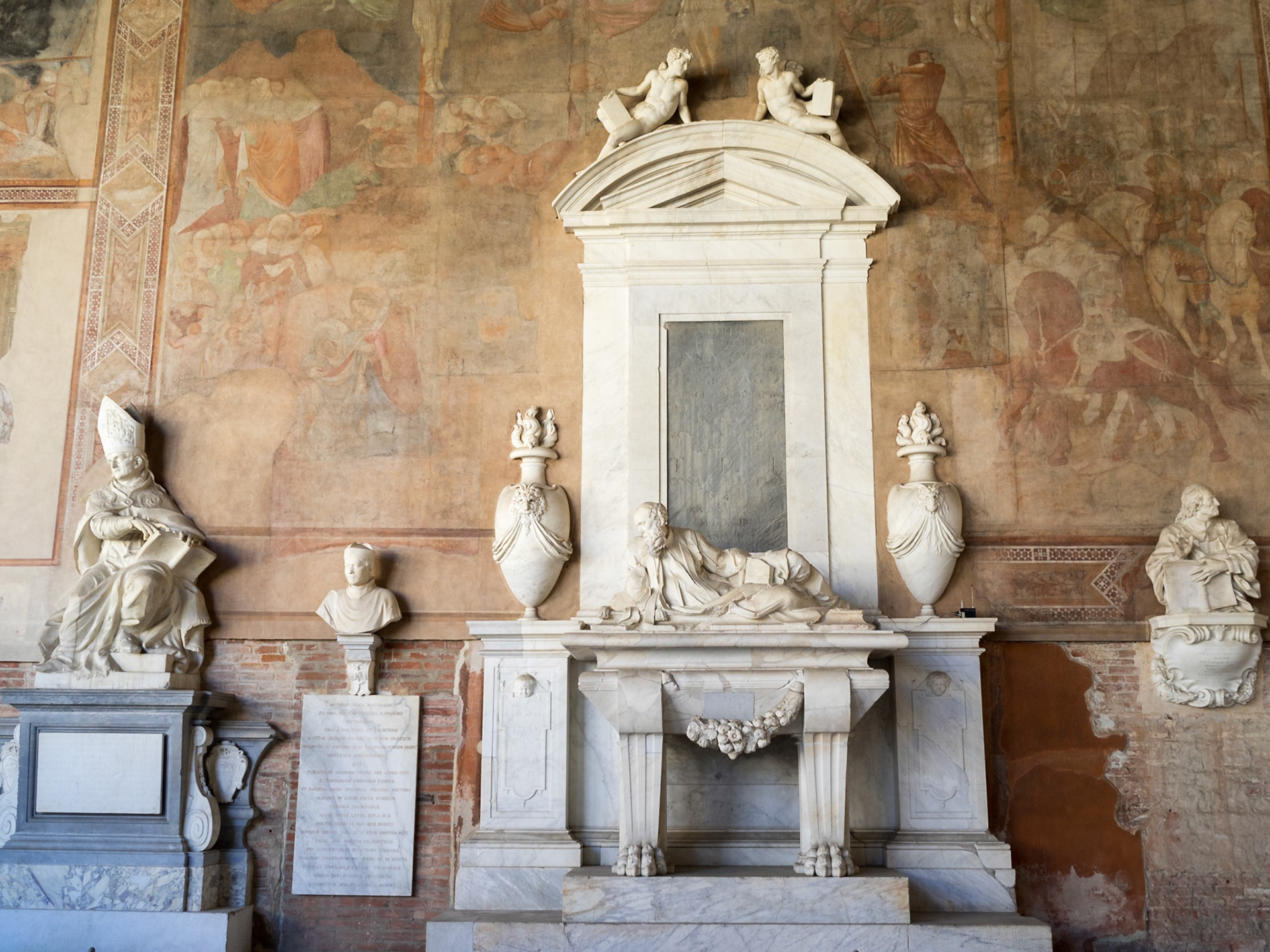 Tombs and wall frescos in Campo Santo, Pisa