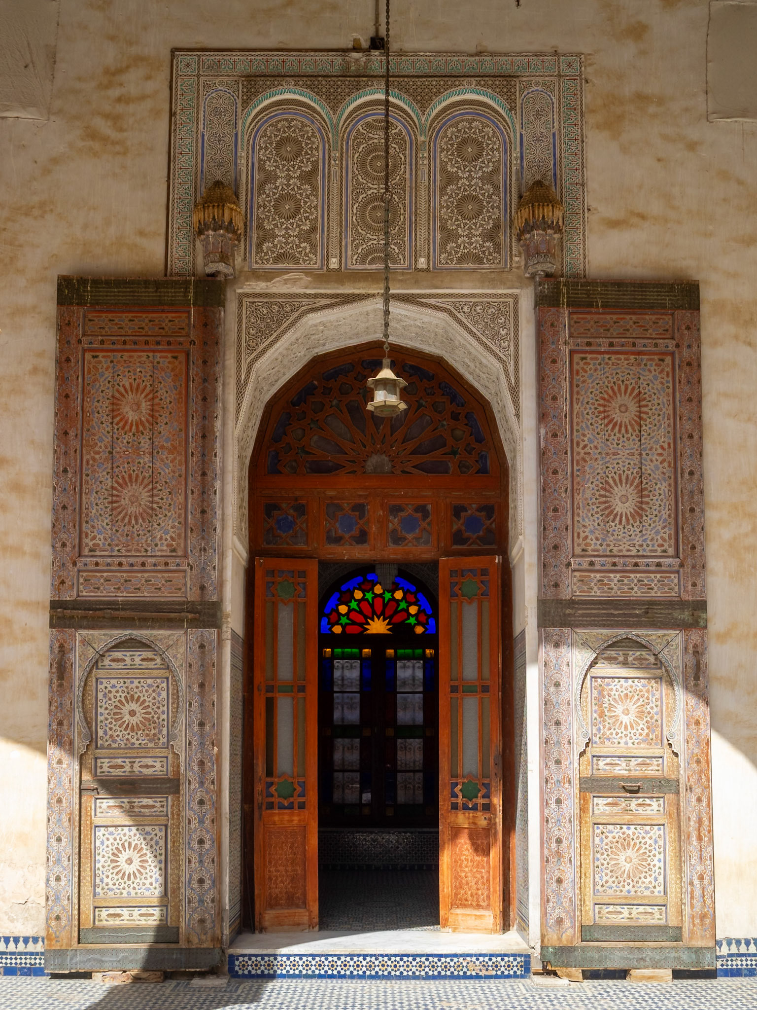 Dar Glaoui doorway from the eastern courtyard, Fez, Morocco