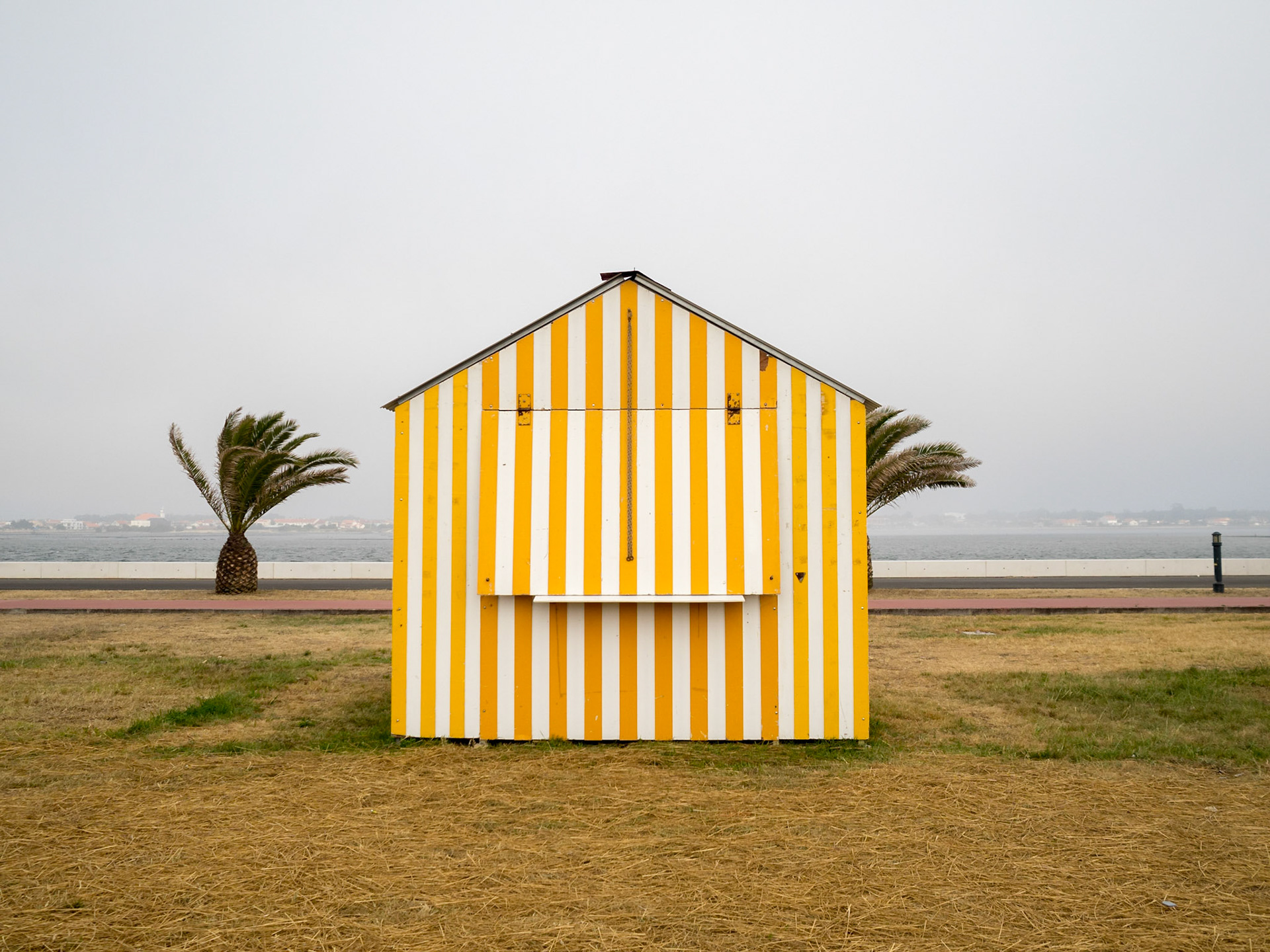 What and yellow stripped shack