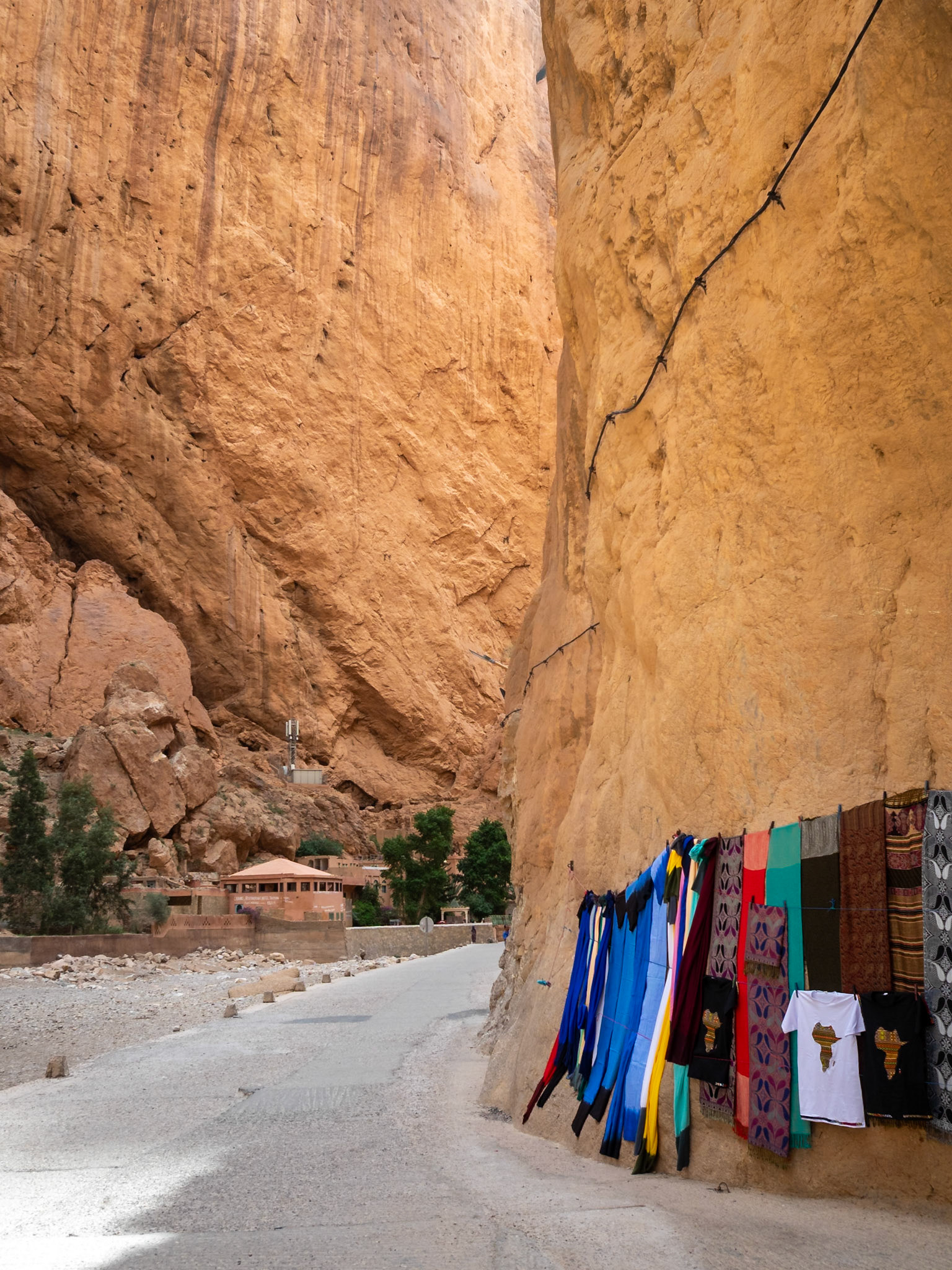 Souvenir stand by the road at Todgha Gorge, Morocco