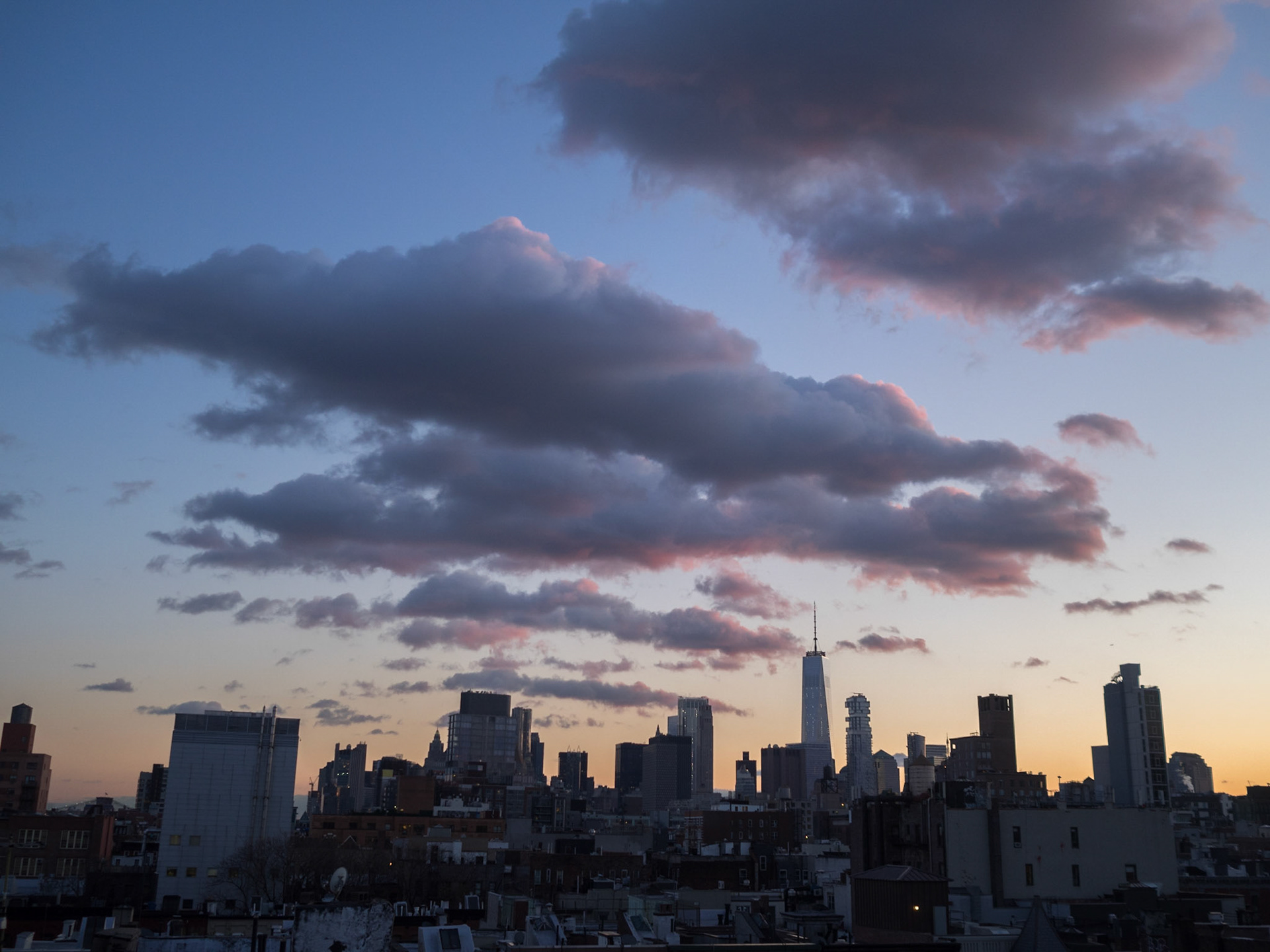South Manhattan skyline at sunset