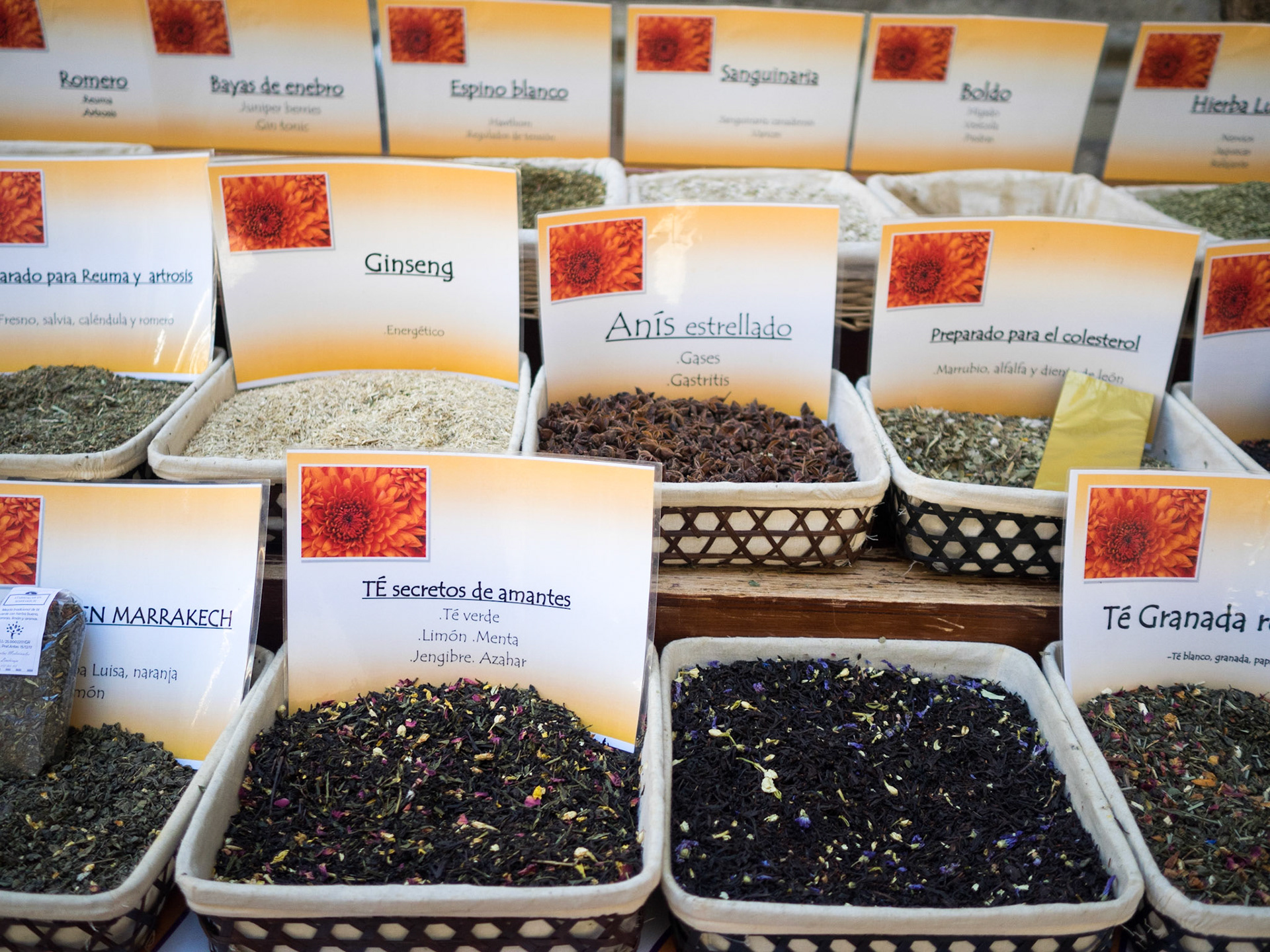 Spices for sale in a market