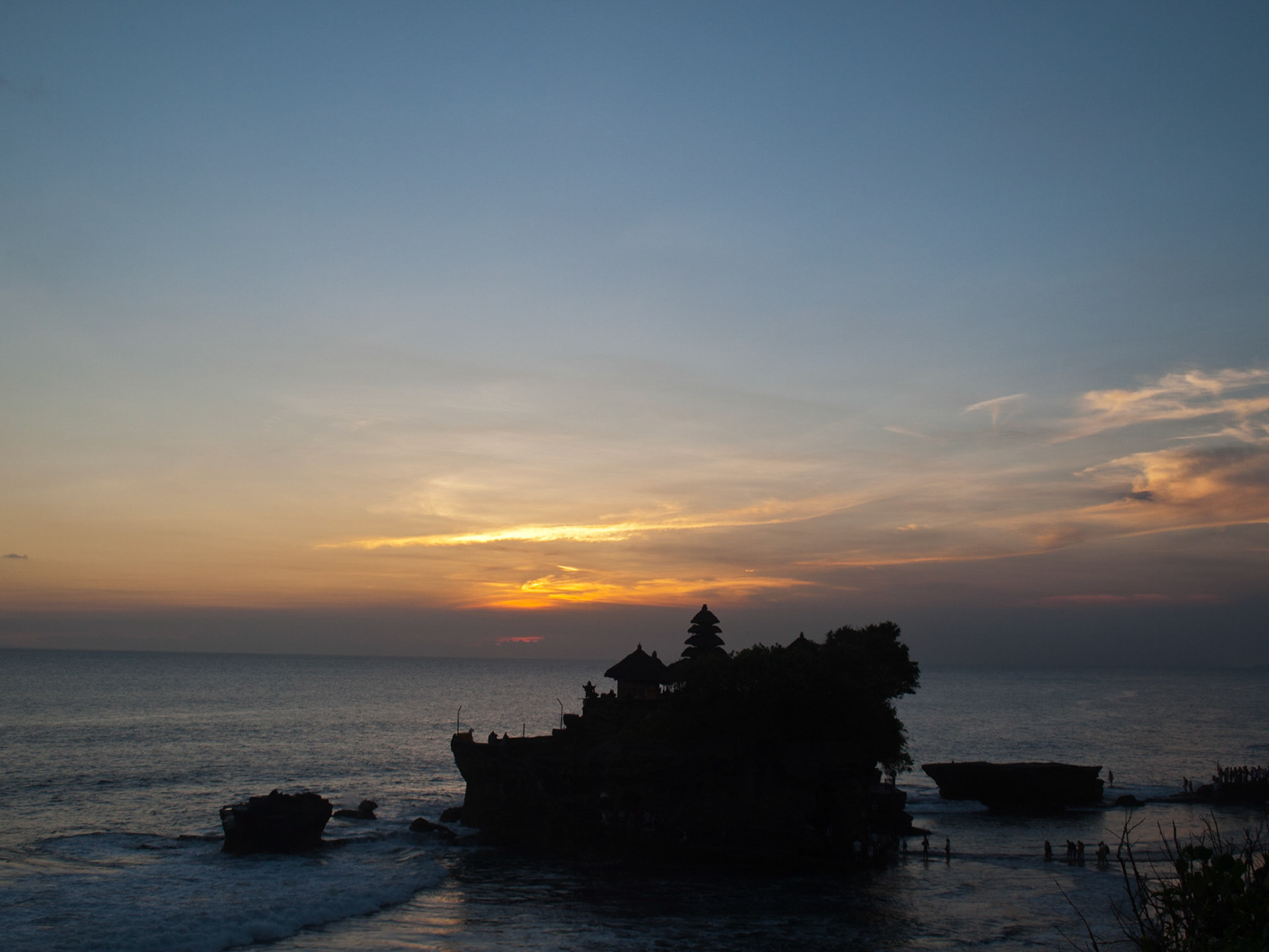 Tanah Lot temple silhouette at sunset