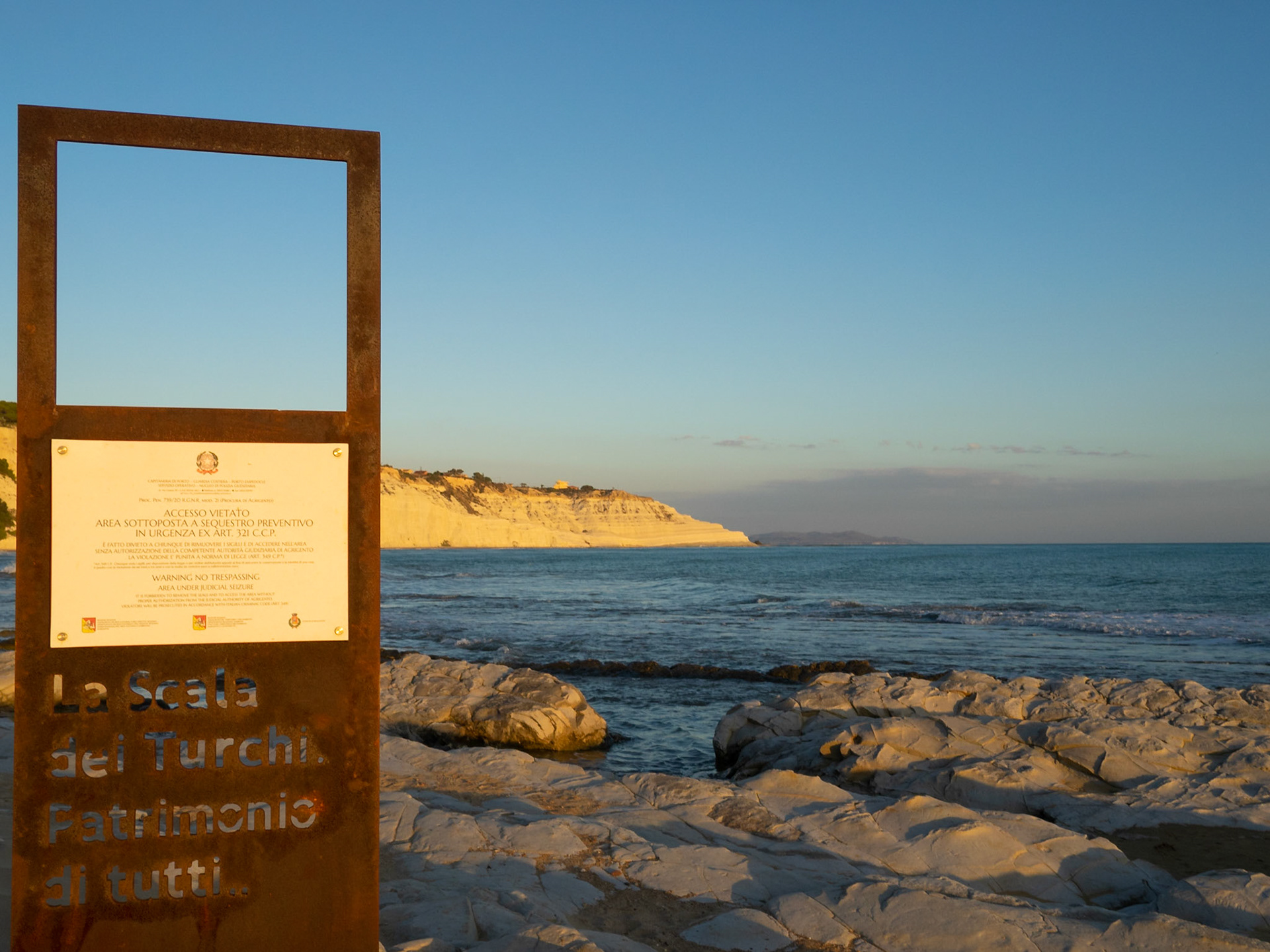 Scala dei Turchi white cliffs protected area by the Mediterranean Sea in Sicily south