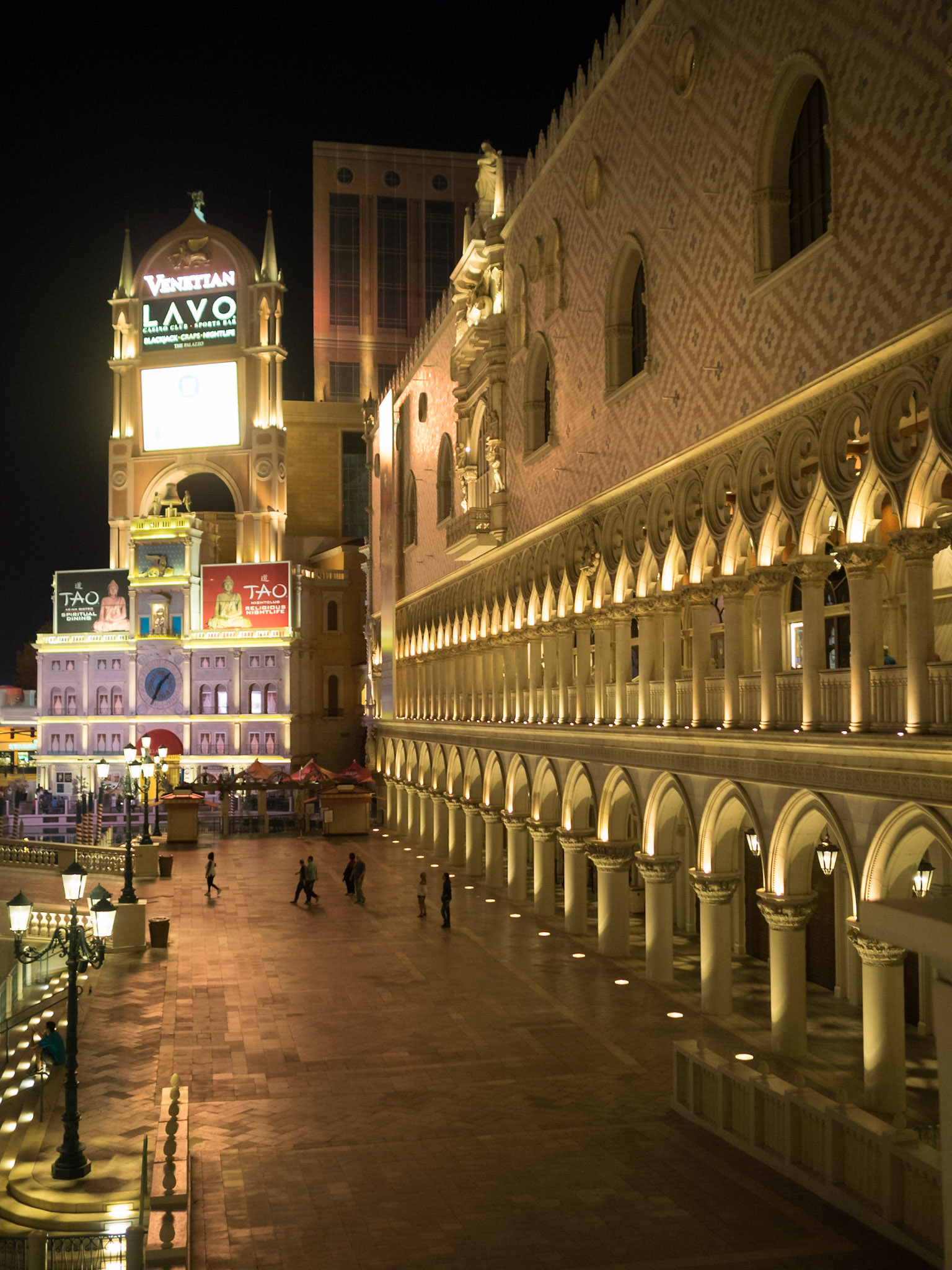 Outside the The Venetian at night