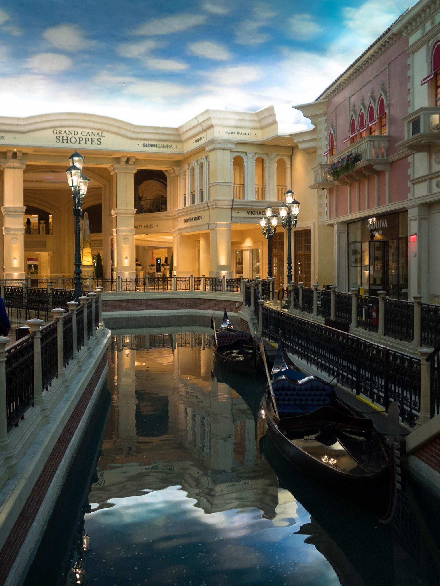 The Venetian interior by the canal at night