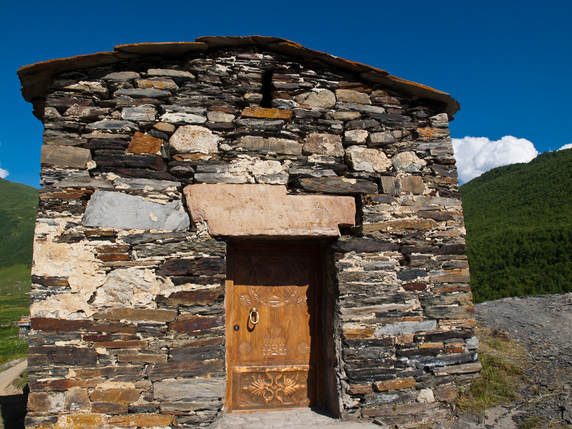 Stone church building in Ushguli village