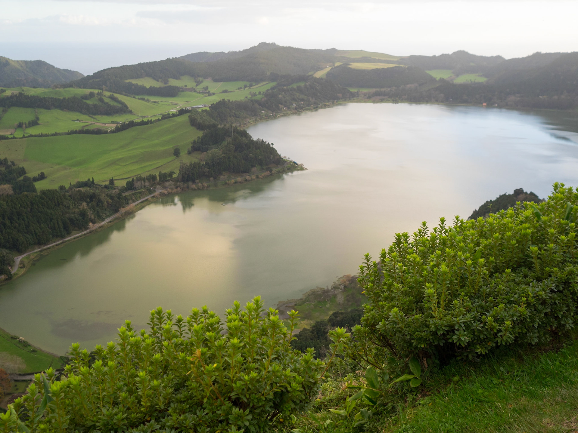 Furnas lagoon seen from the top of the surrounding mountains
