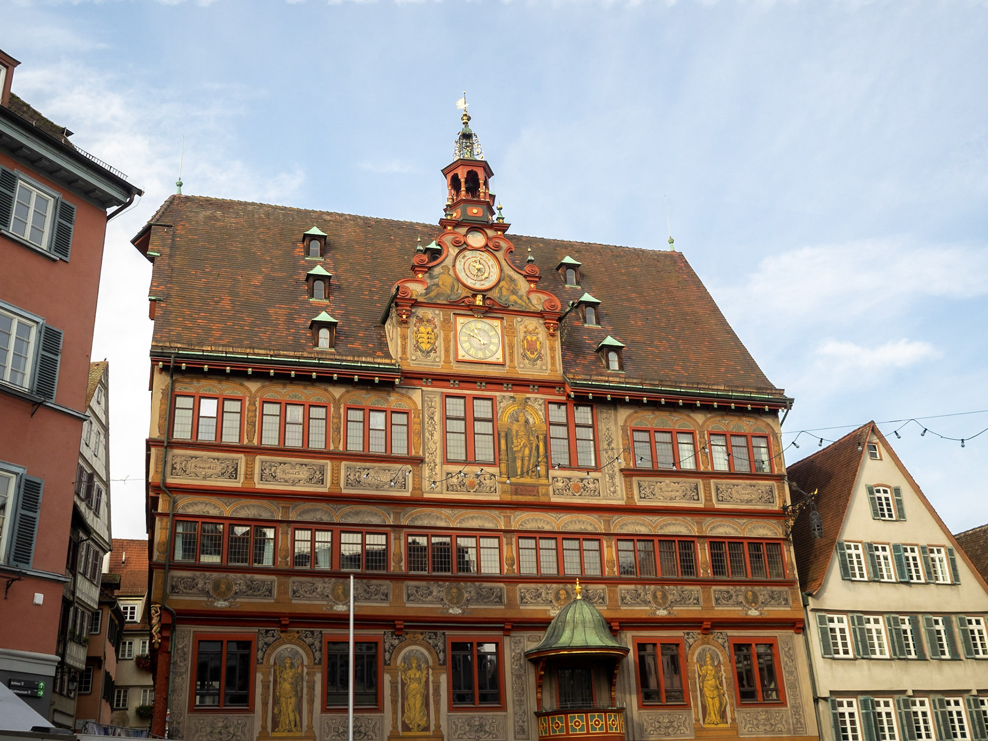 Tubingen City Hall building frescoed facade