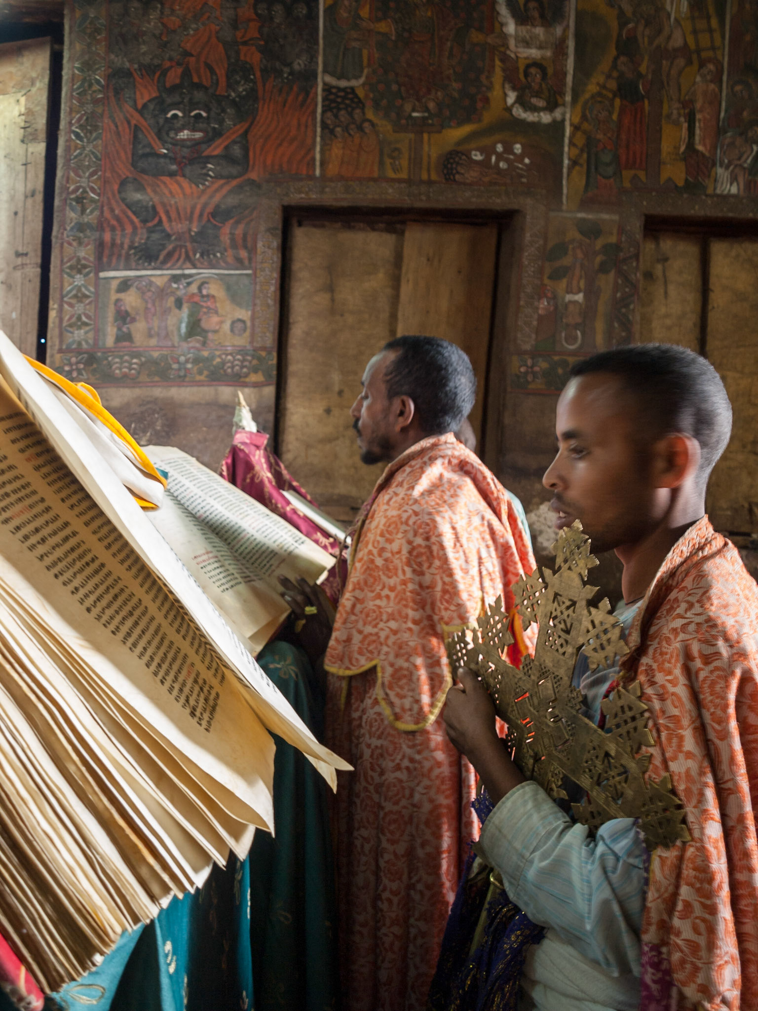 Ethiopian Orthodox Priests reading in church