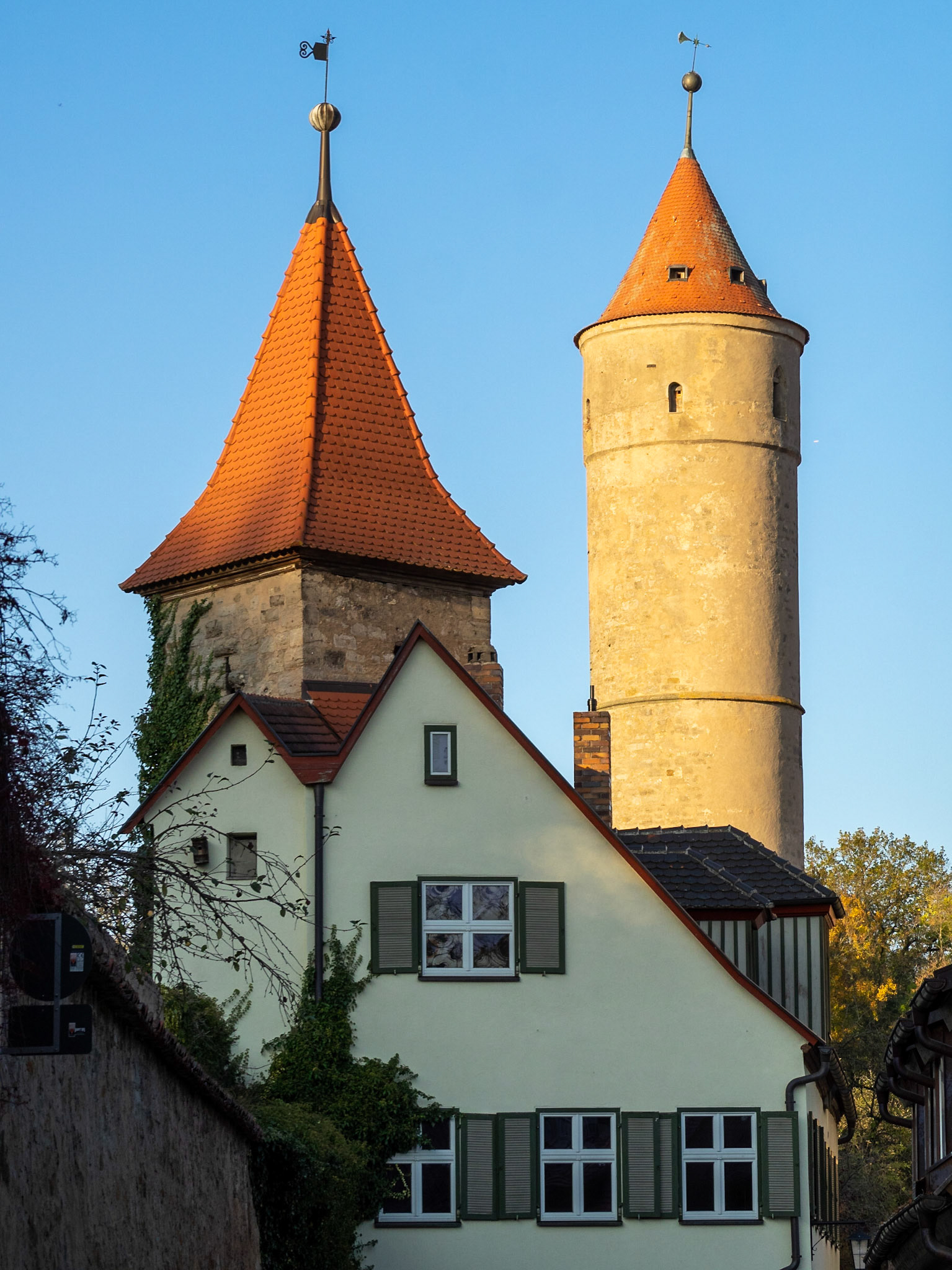 Two towers of Dinkelsbuhl city wall