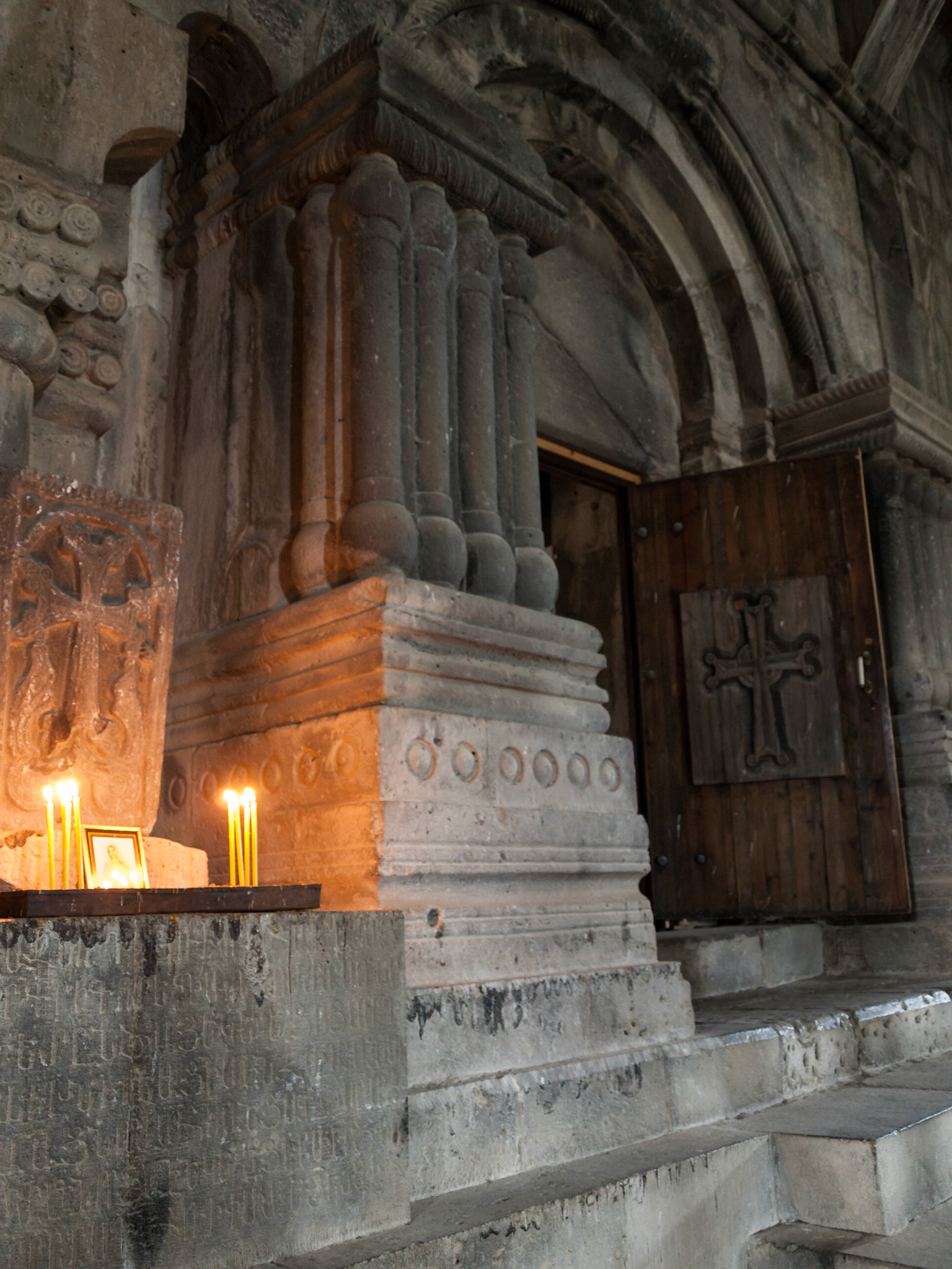 Entrance form the gavit to Surp Nishan church, Haghpat