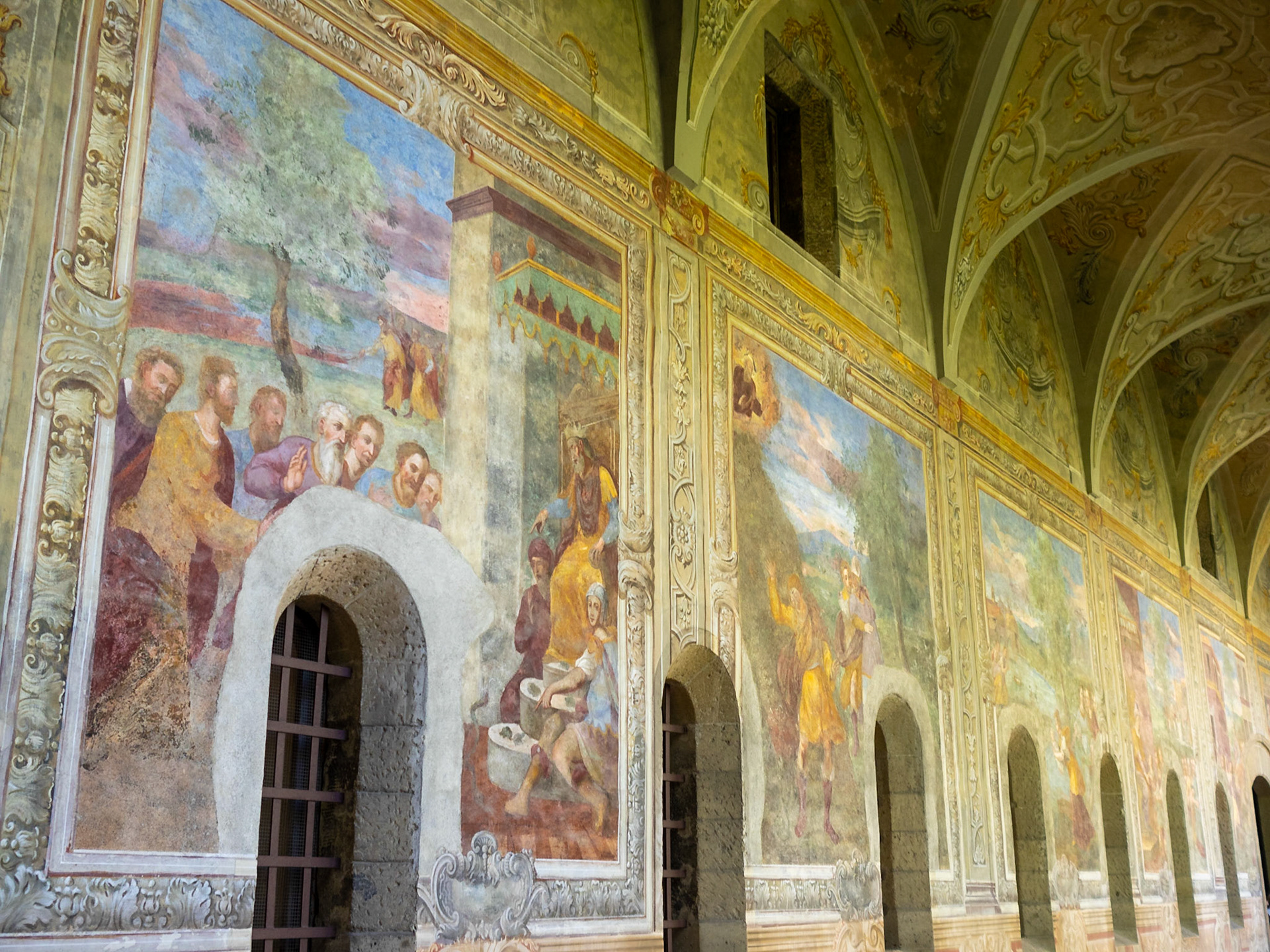 Wall frescos of the Chiostro Maiolicato or Chiostro delle Clarisse, of the Complesso Monumentale di Santa Chiara, Naples