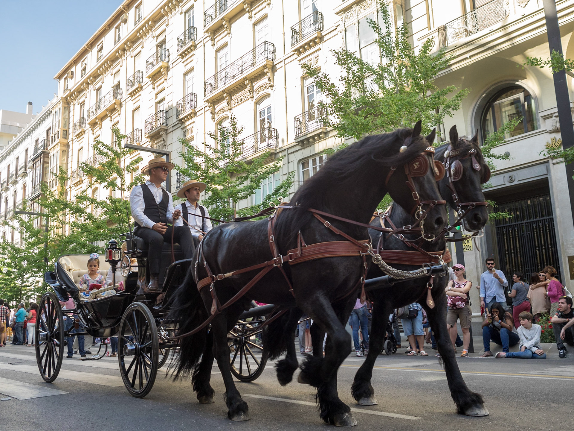 Street parade during the Las Cruces de Mayo in Granada