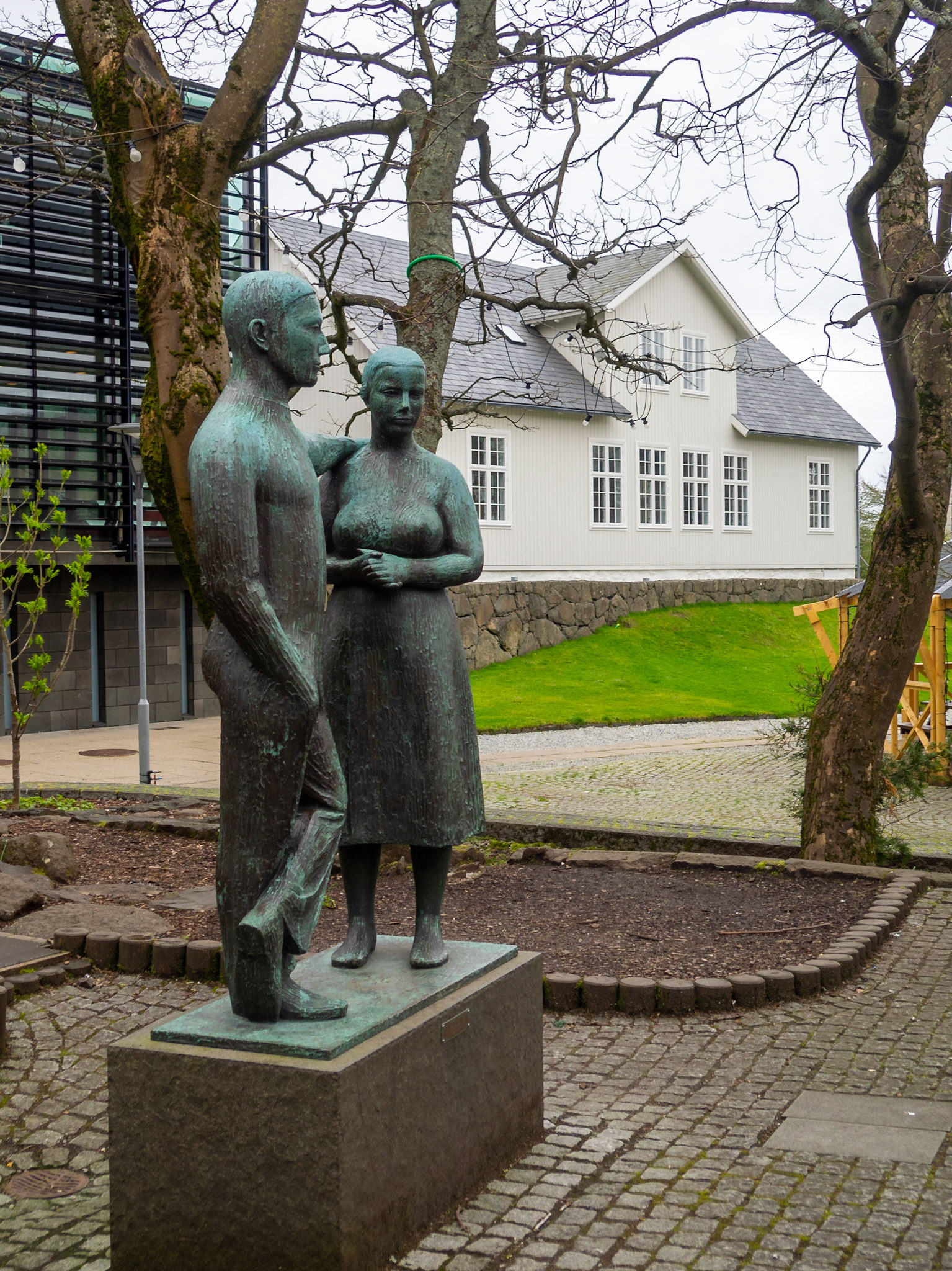 Man and woman statue by the Løgting, Faroses Parliament, Tórshavn