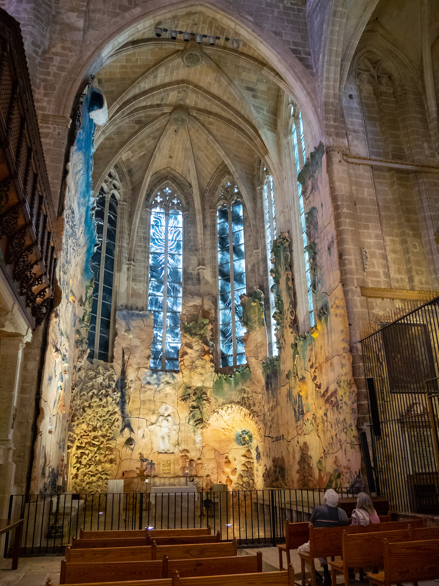 Admiring Miquel Barcelo  art work chapel at Palma Cathedral