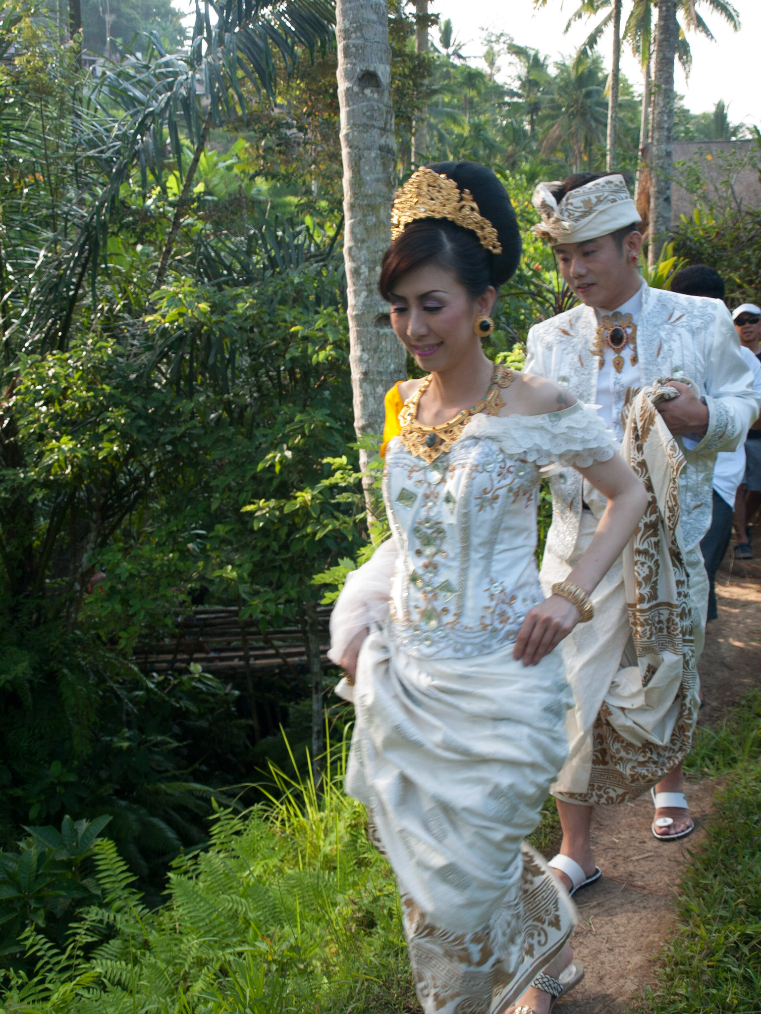 Bride and groom in Jatiluwih rice terraces in Bali island, Indonesia