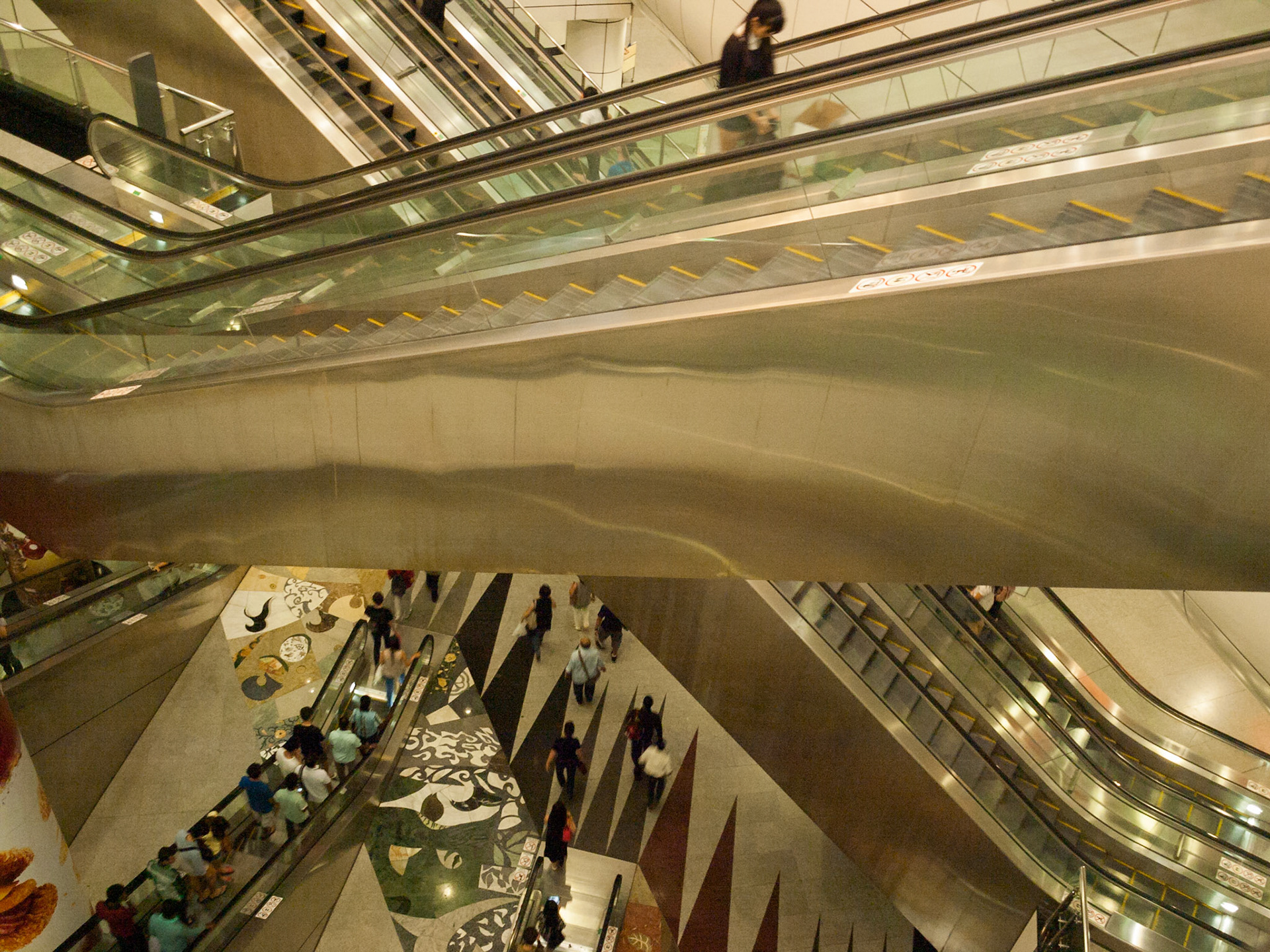 Escalators in a Singapore shopping center
