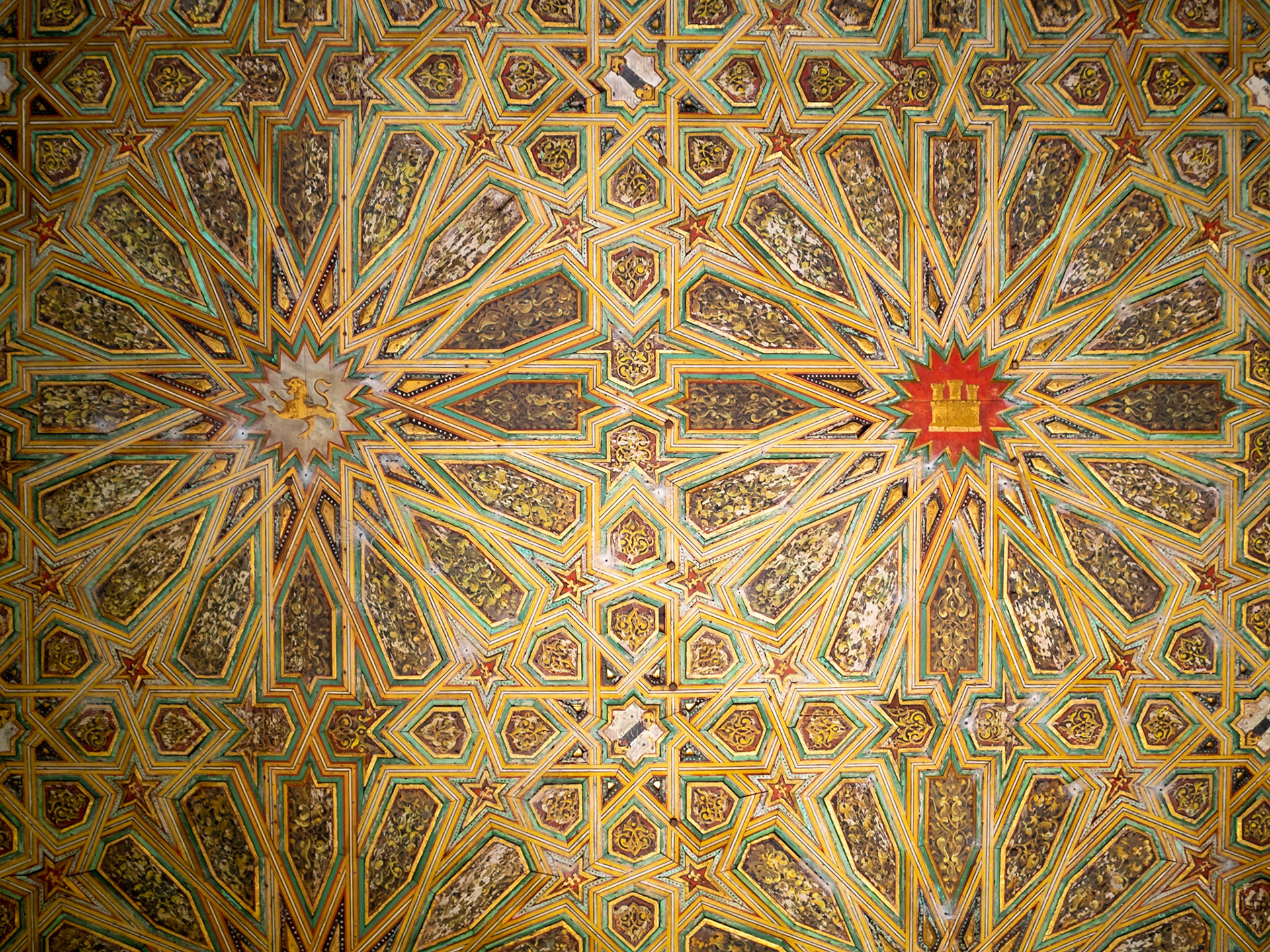 Inlaid wooden ceiling of the Alcazar of Seville