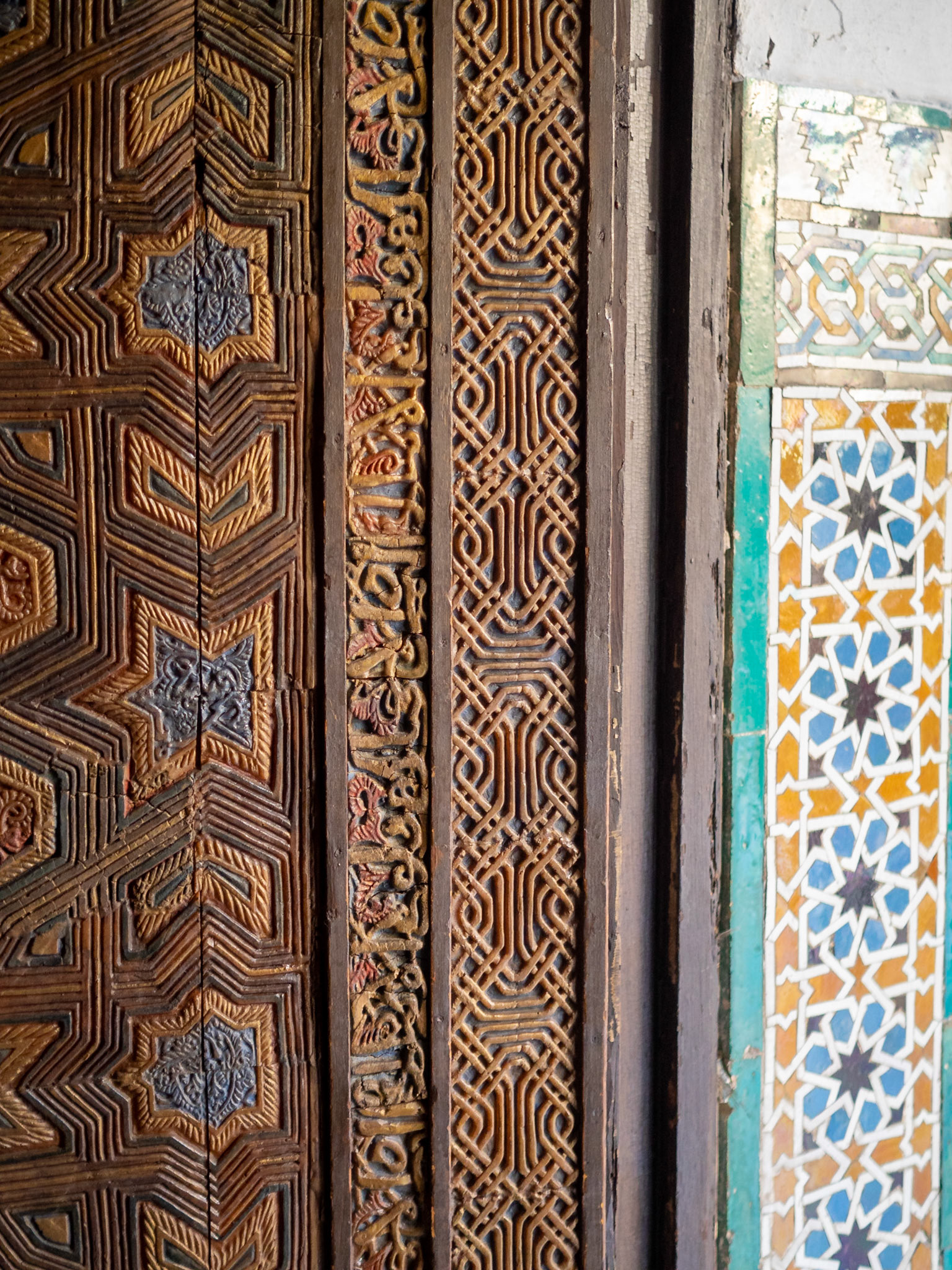 Door wood carving detail from the Seville Alcazar